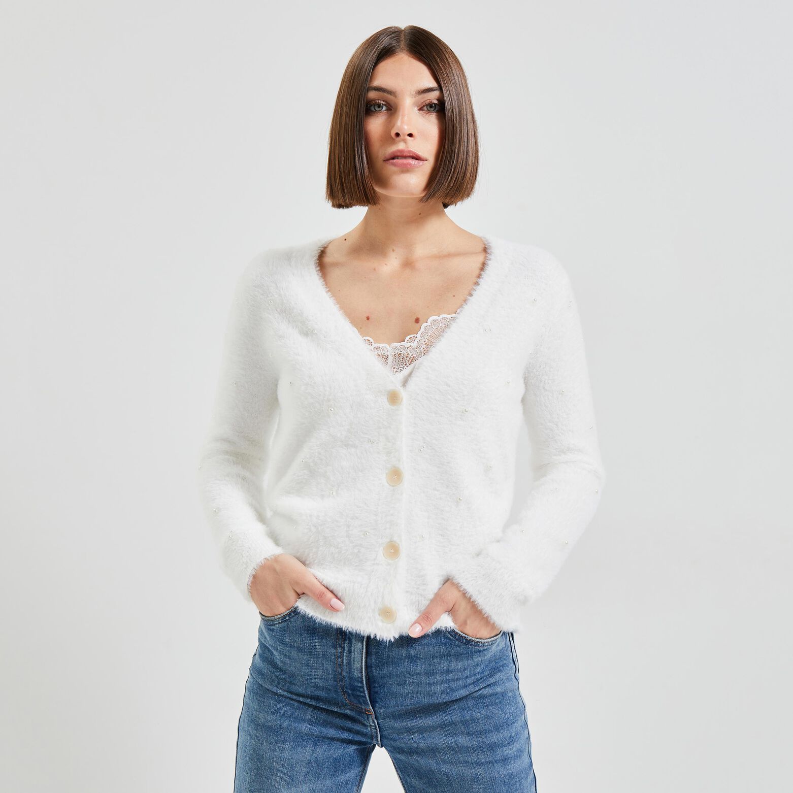 Gilet fluffy femme