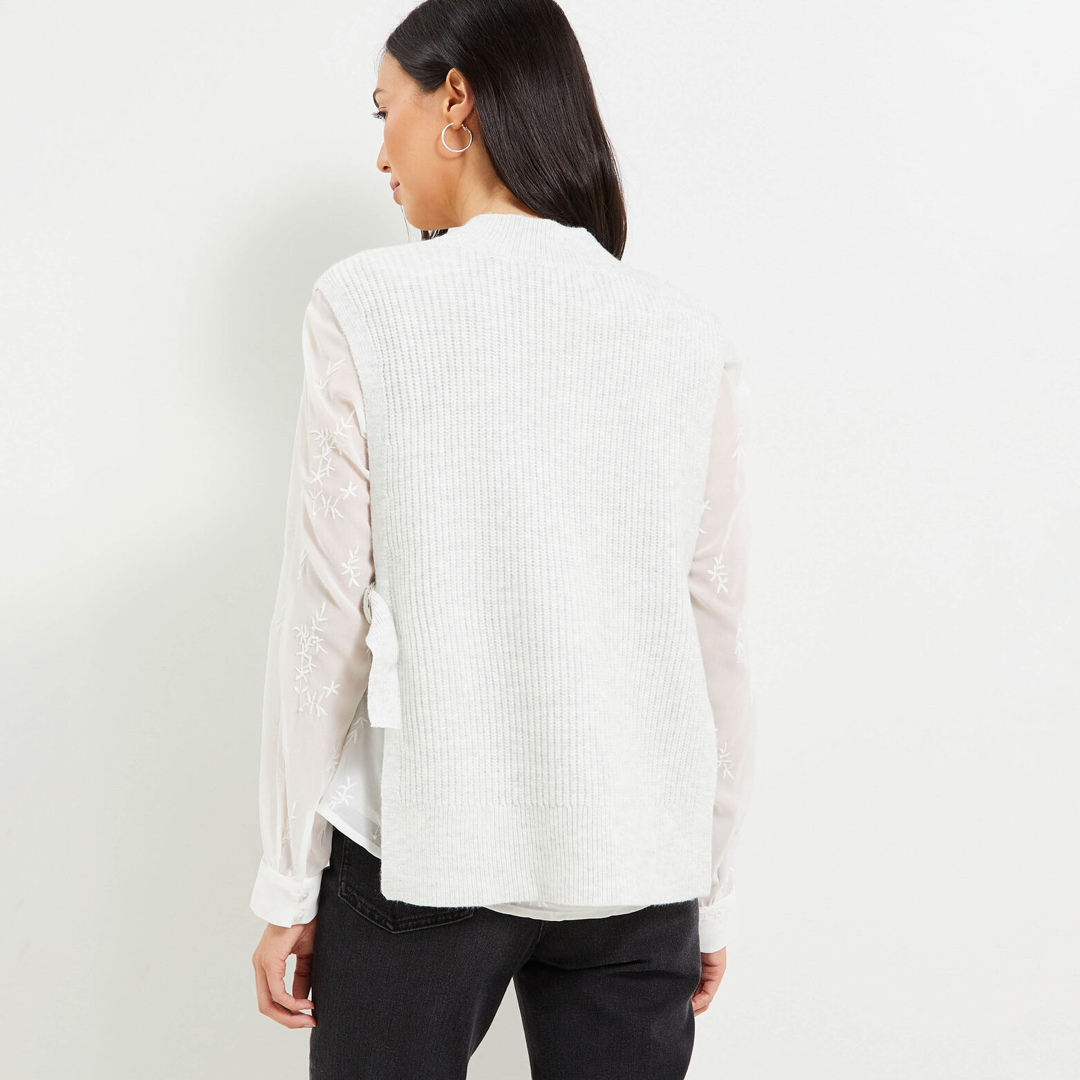 Pull sans manches ouverture femme