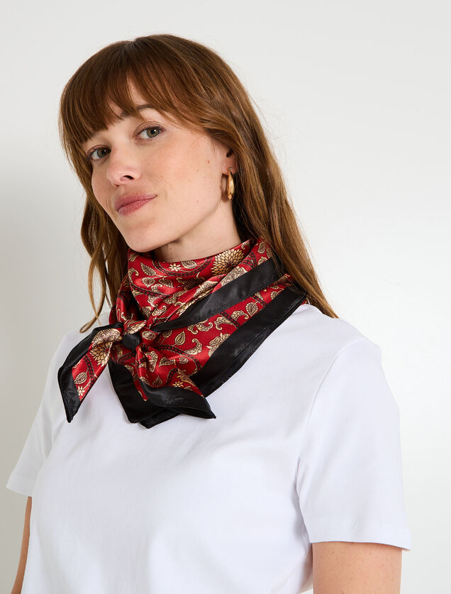 Foulard carré imprimé fleuri femme
