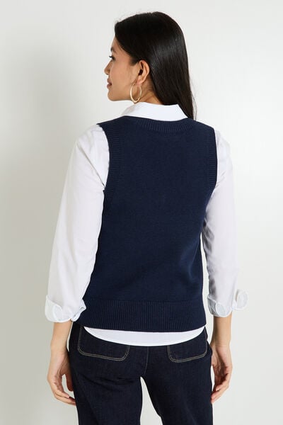 Pull sans manches à col V femme