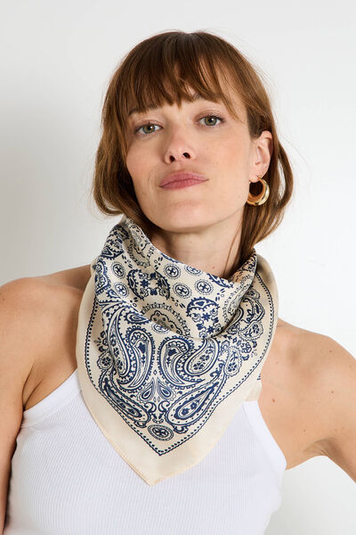 Foulard carré imprimé en satin femme