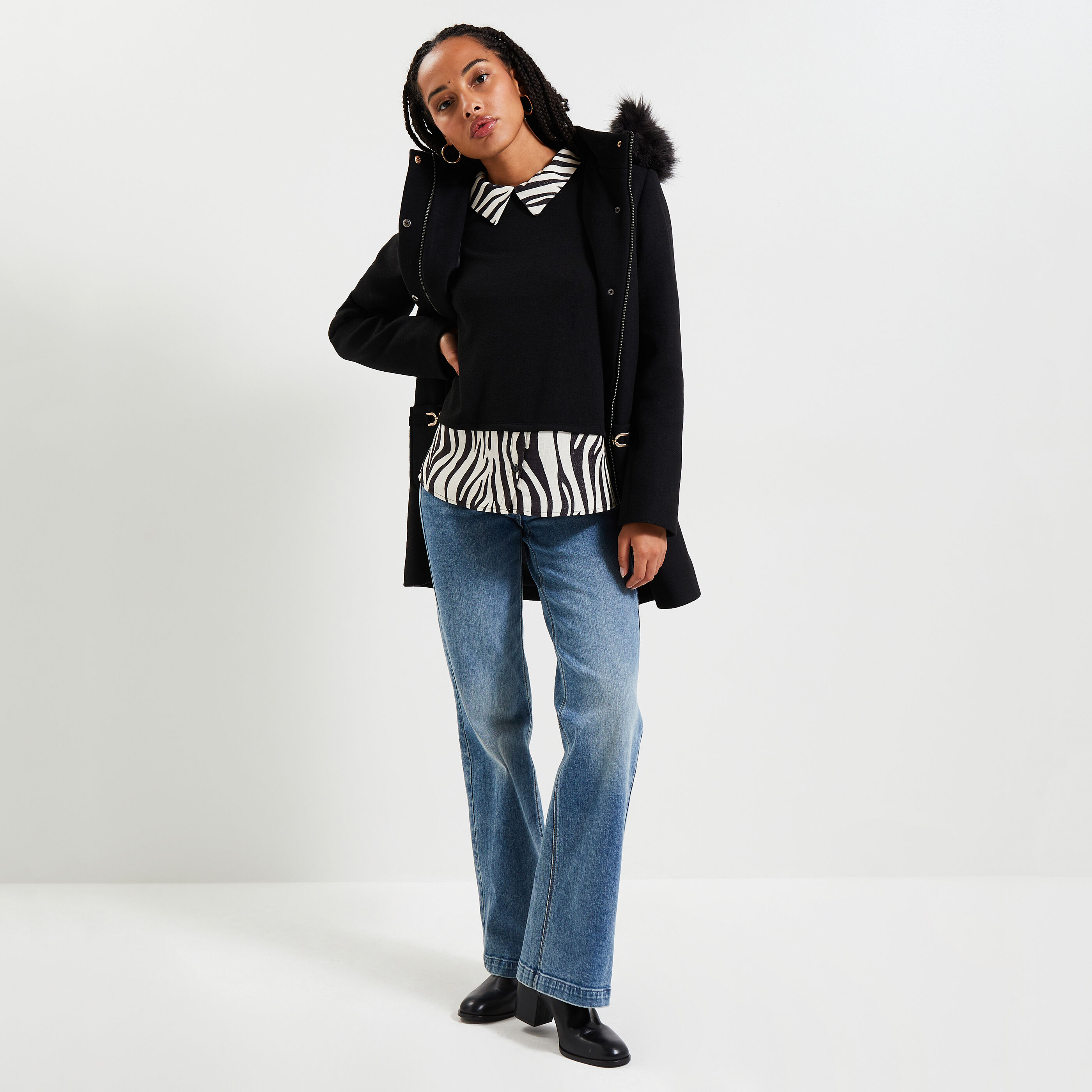Duffle coat femme capuche fourrure on sale