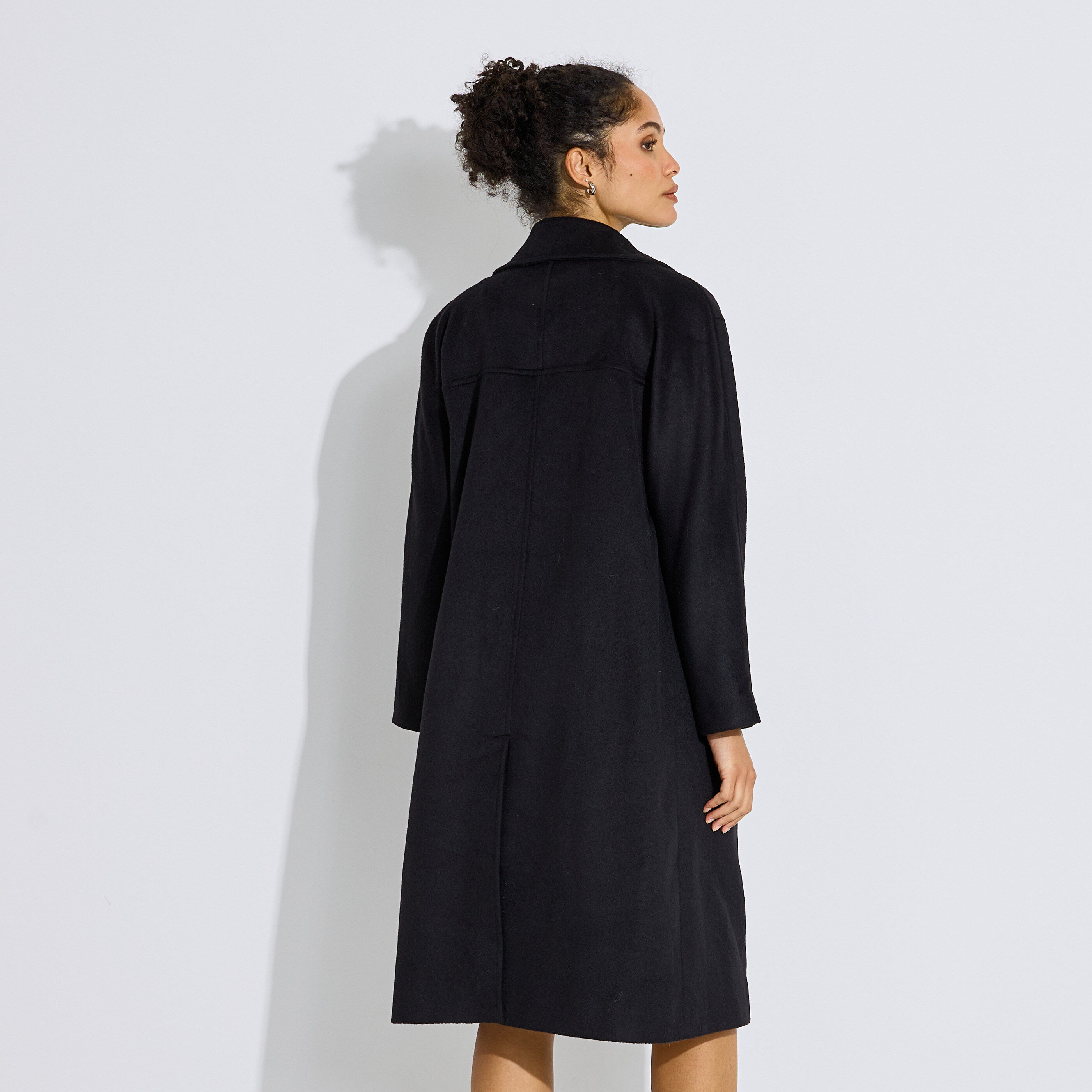 Manteau long double boutonnage femme