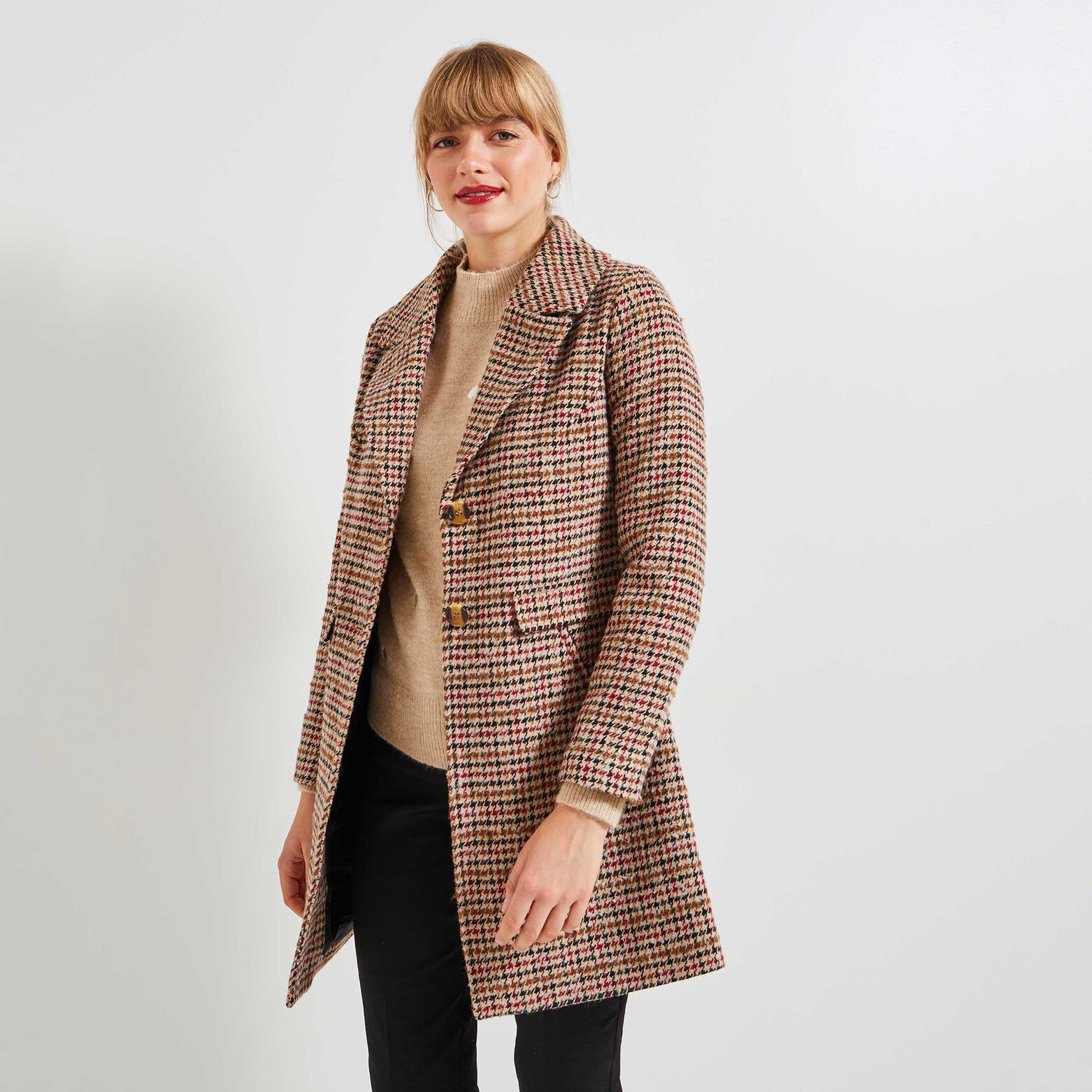 Manteau à carreaux femme