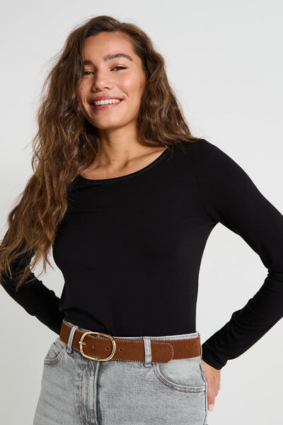 T-shirt uni à col rond femme