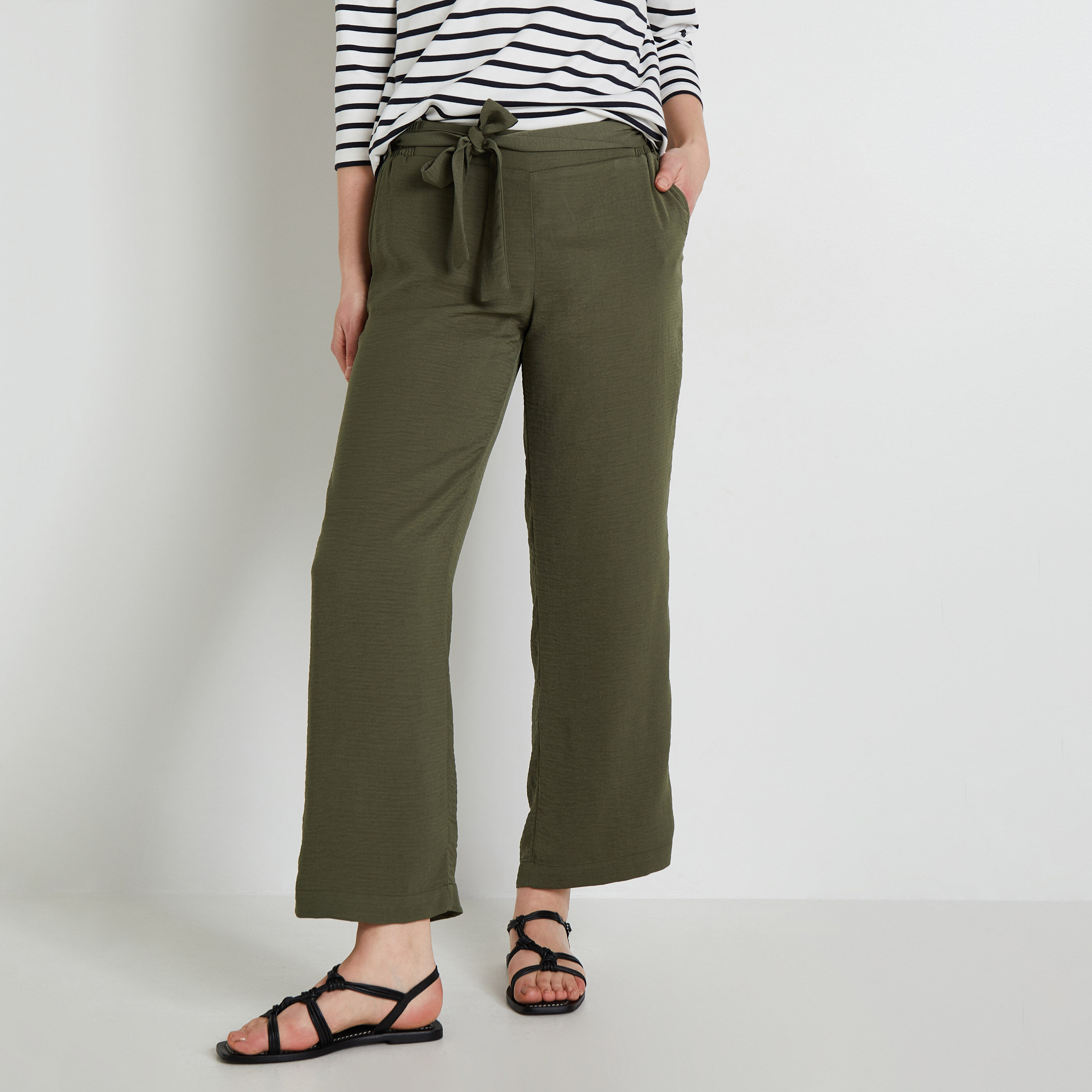 Pantalon fluide kaki deals