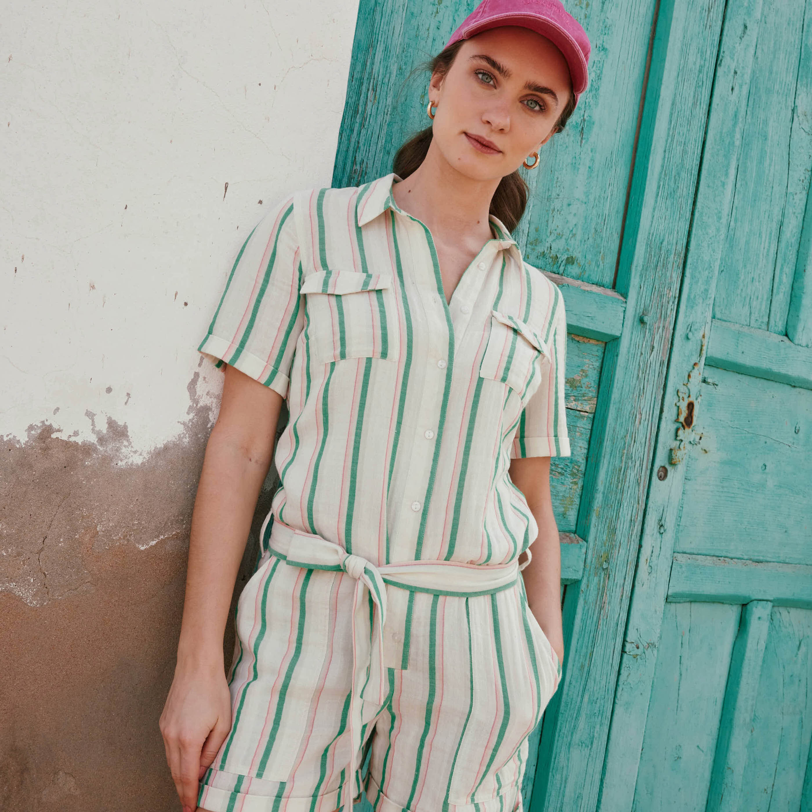 Combishort gaze de coton femme