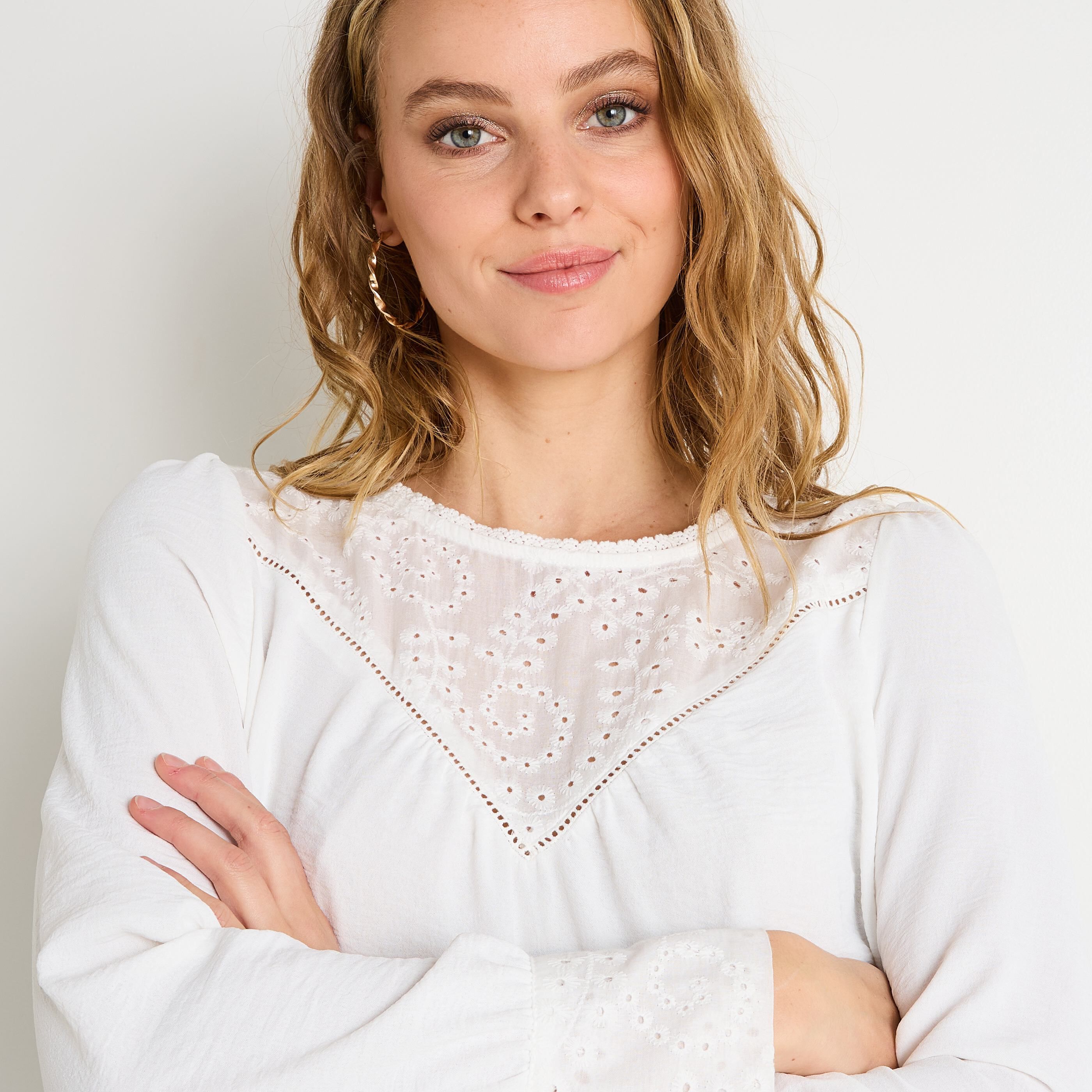 Blouse d&eacute;tails broderie femme