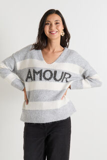 Pull col V femme