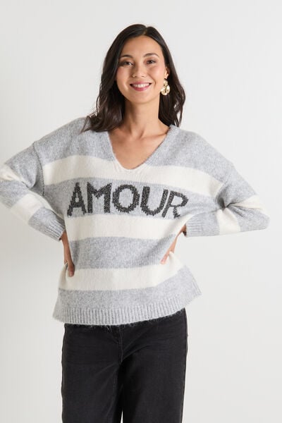 Pull col V femme