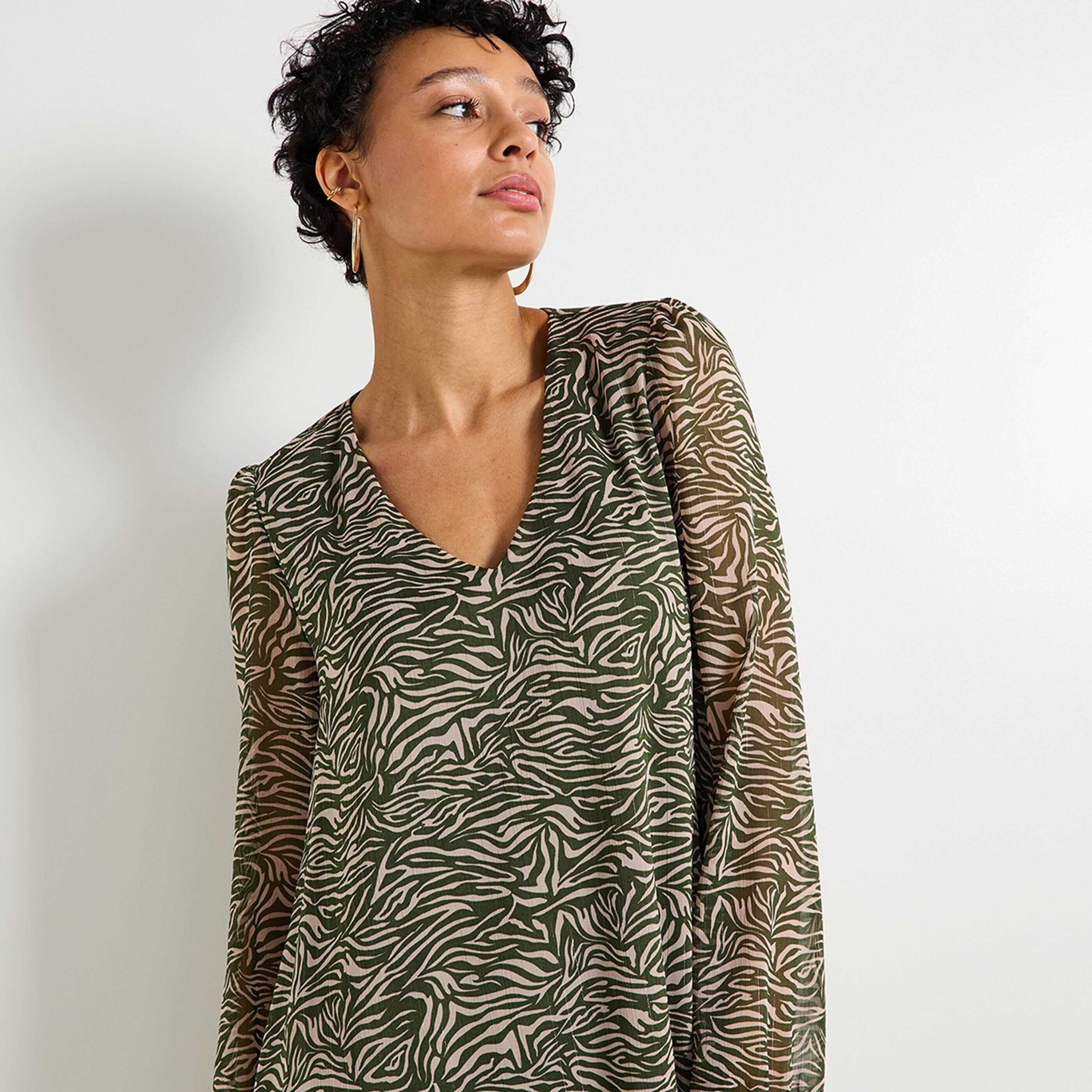 Robe voile imprim&eacute;e femme
