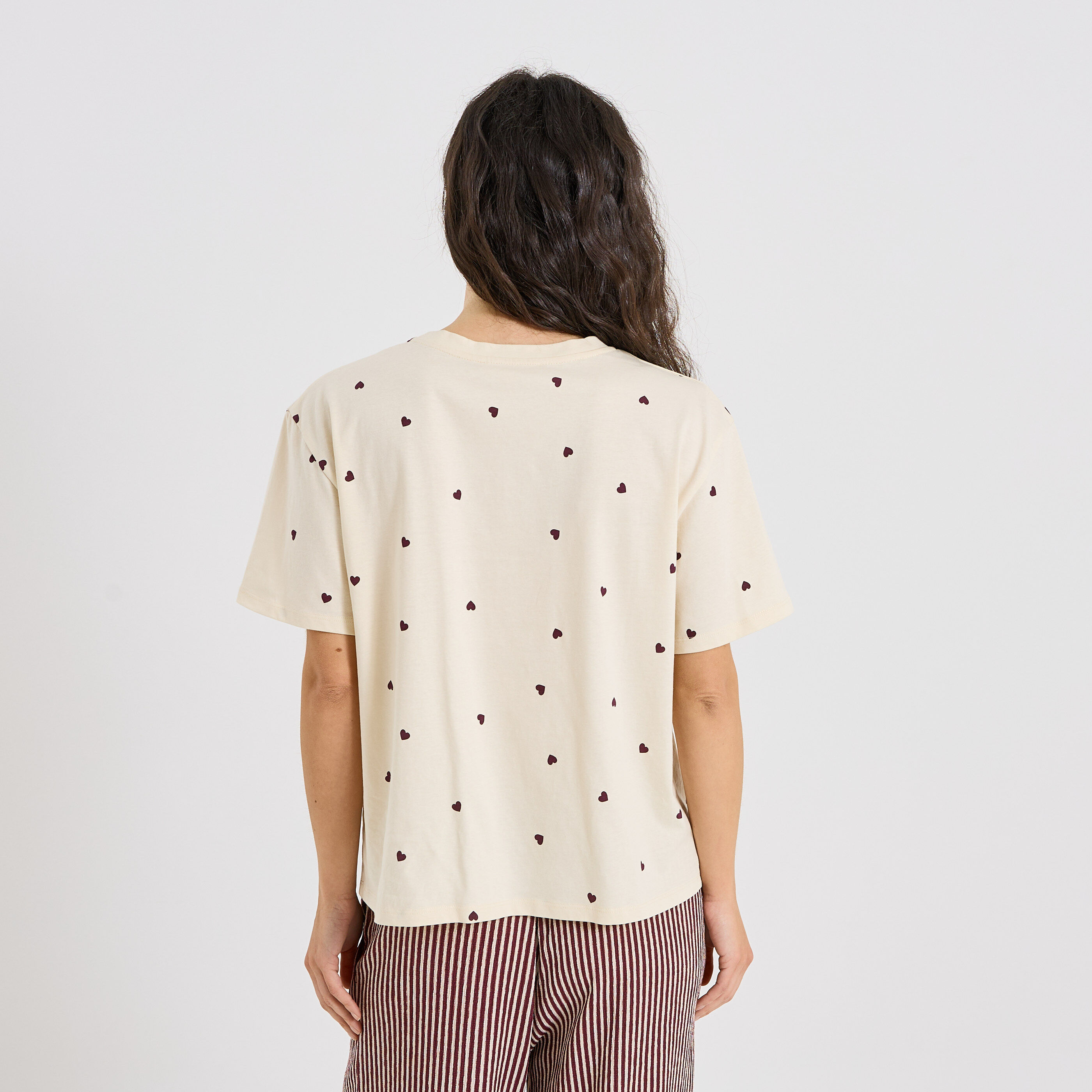 T-shirt de pyjama imprim&eacute; c&oelig;ur femme