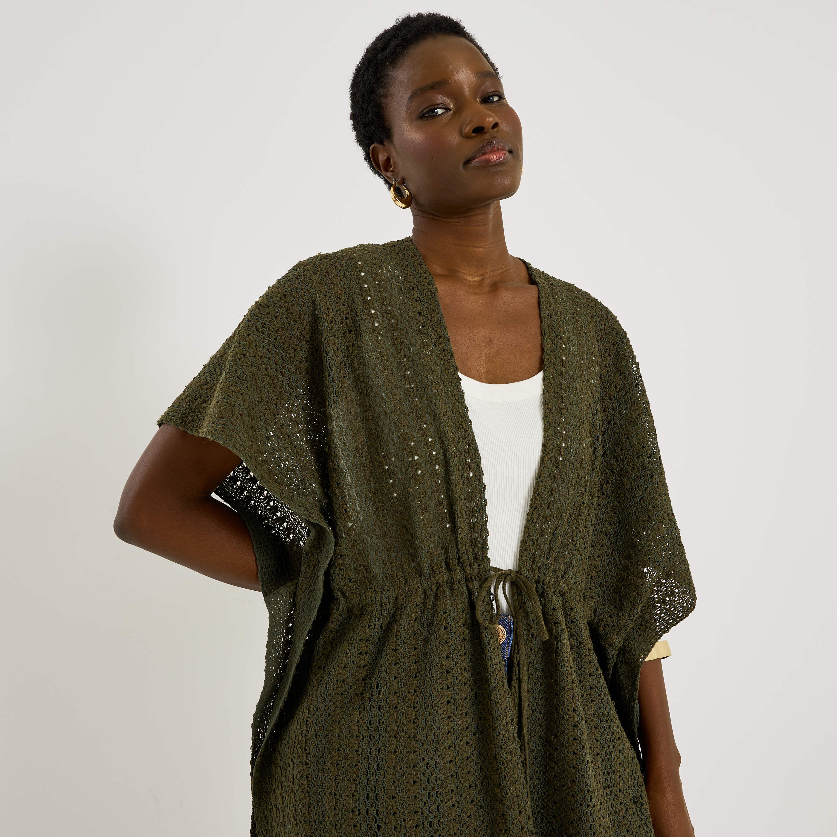 Par&eacute;o en crochet ouvert &agrave; l'avant femme