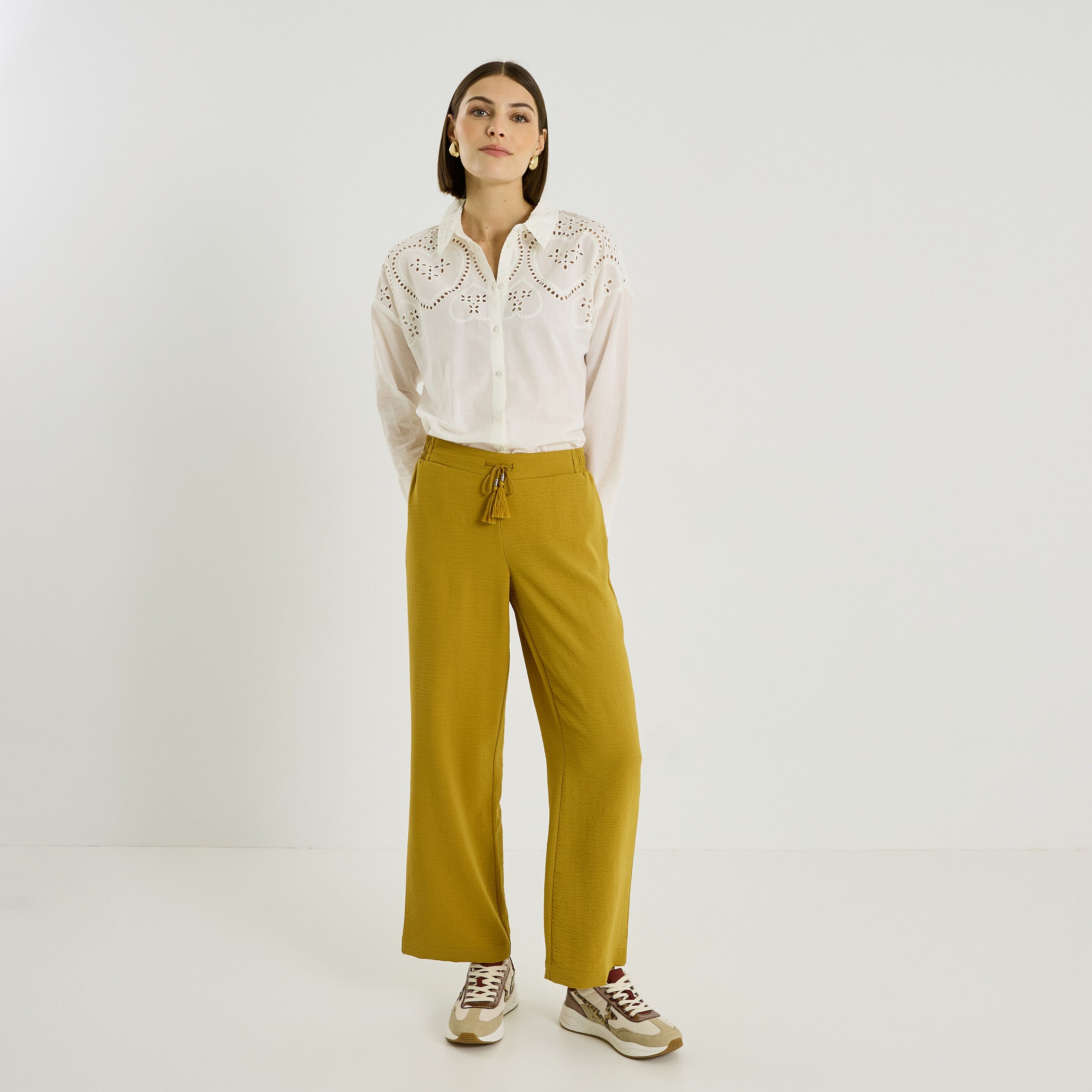 Pantalon fluide taille &eacute;lastiqu&eacute;e femme