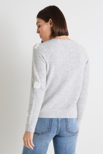 Pull fleurs brodées femme