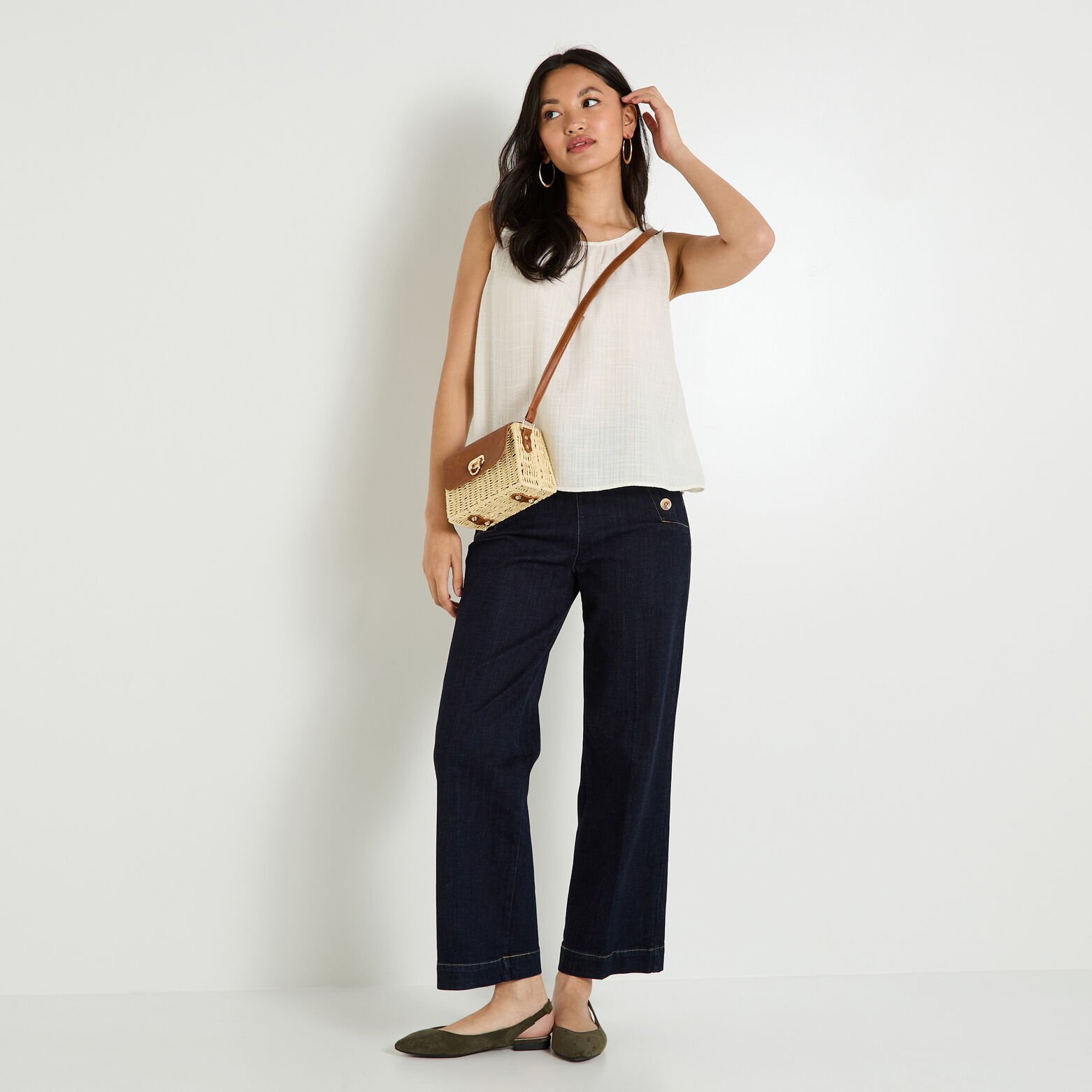Top col rond femme