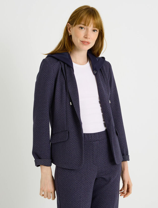 Blazer en maille capuche amovible femme