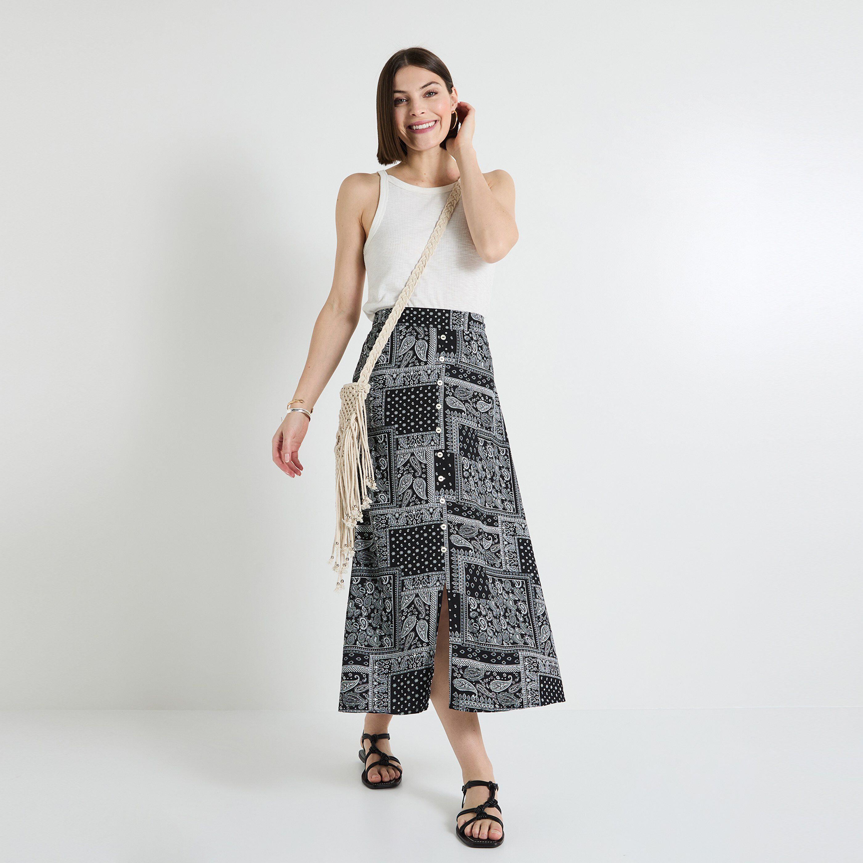 Jupe mi-longue fluide femme