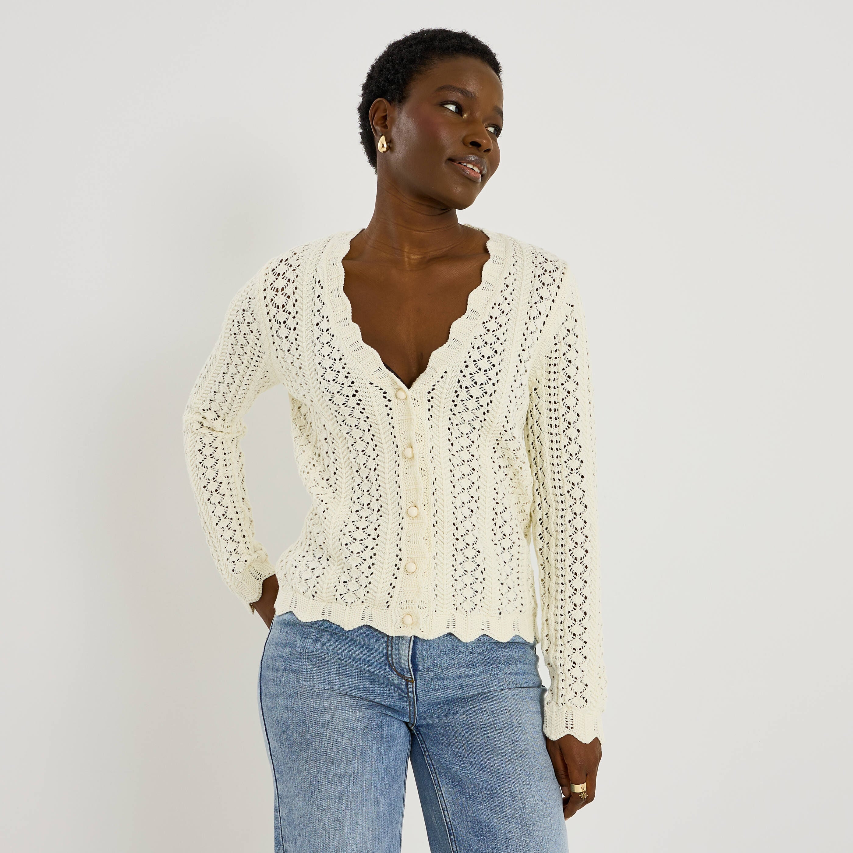 Gilet col V femme