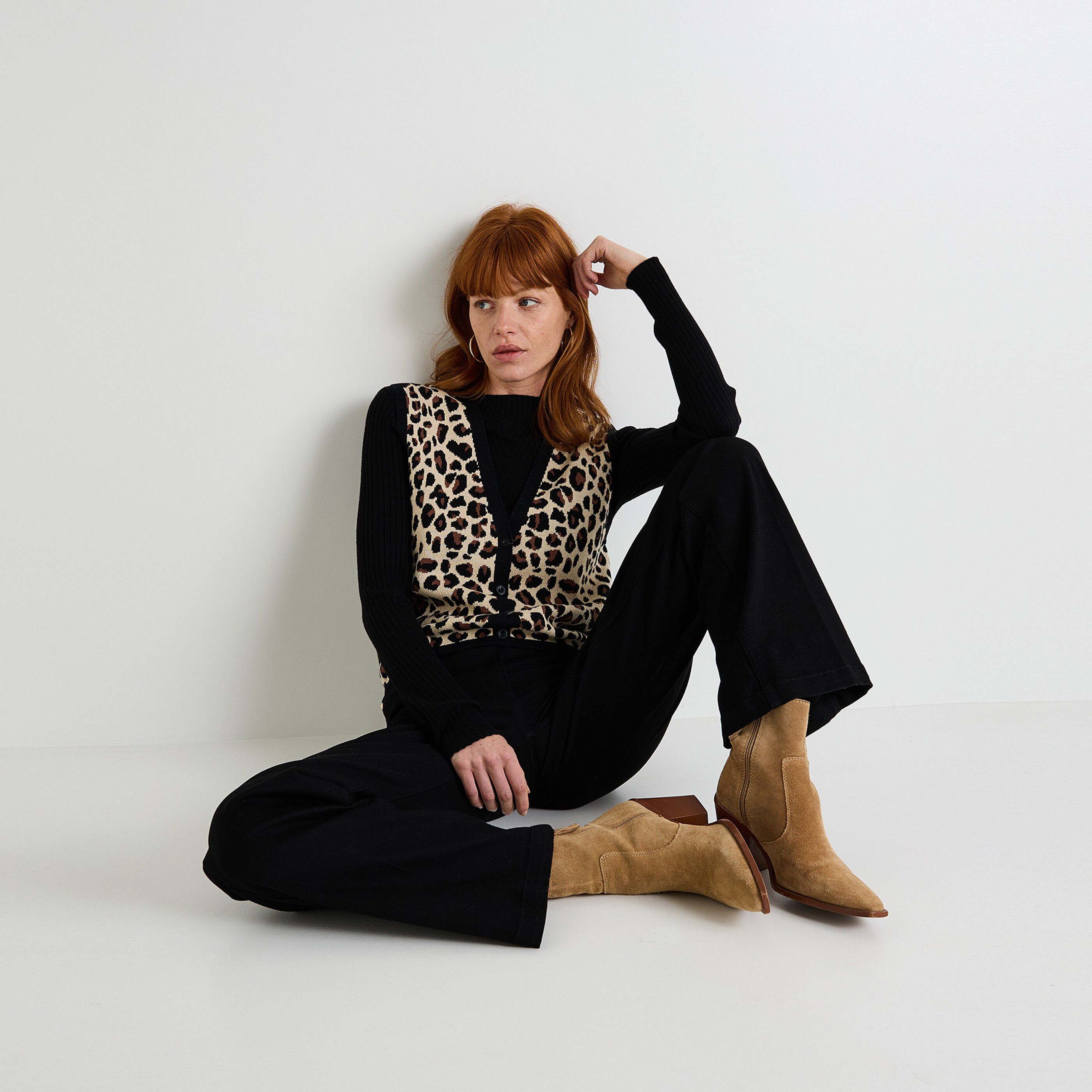 Gilet imprim&eacute; l&eacute;opard femme