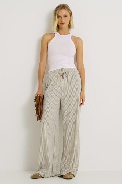 Pantalon fluide rayé femme