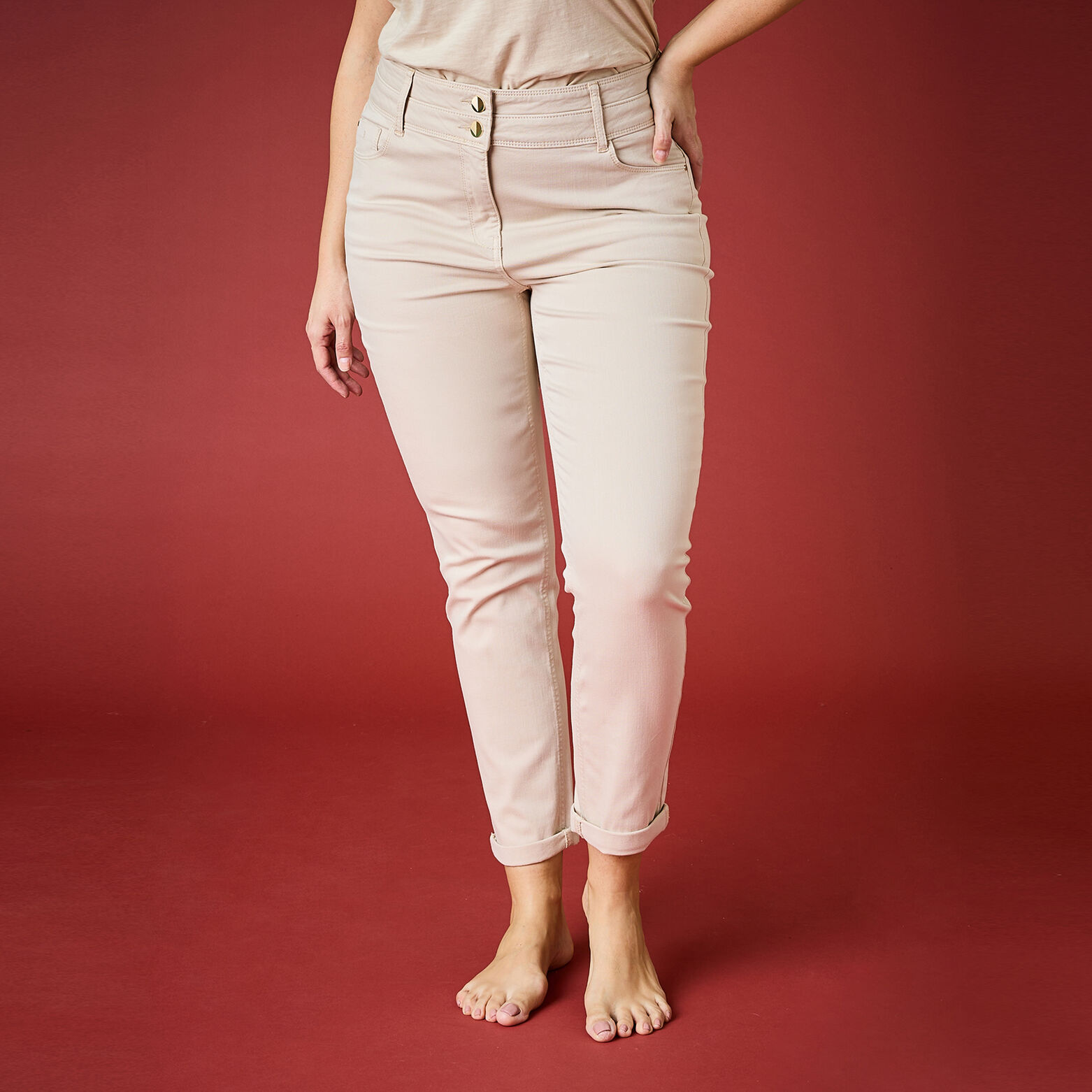 Jean raccourci HANOI R02 femme BEIGE | Graindemalice