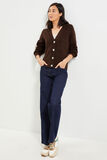 Gilet col V ajouré femme