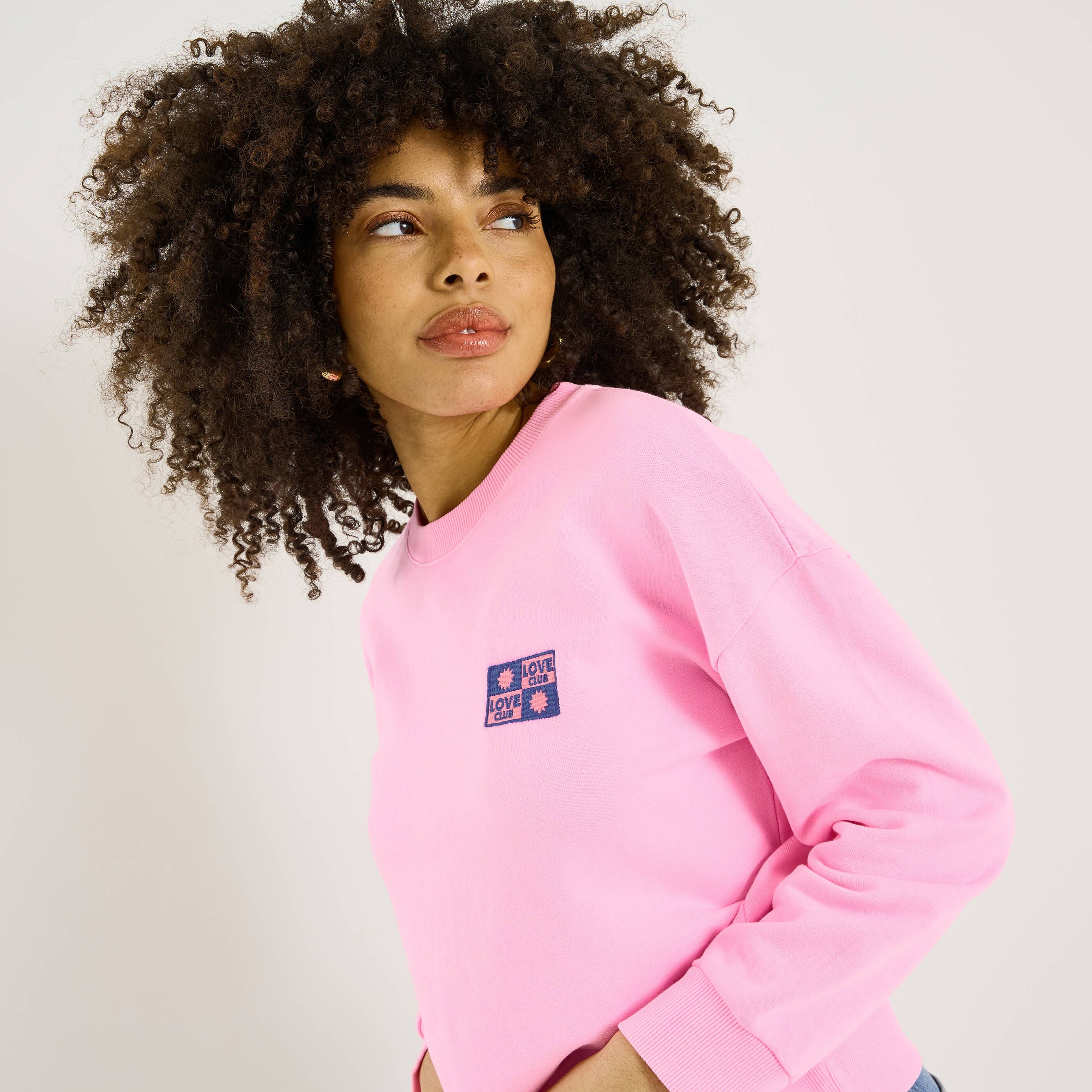 Sweat manches longues brod&eacute; femme