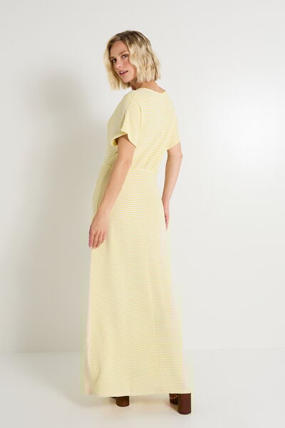 Robe longue en maille rayée