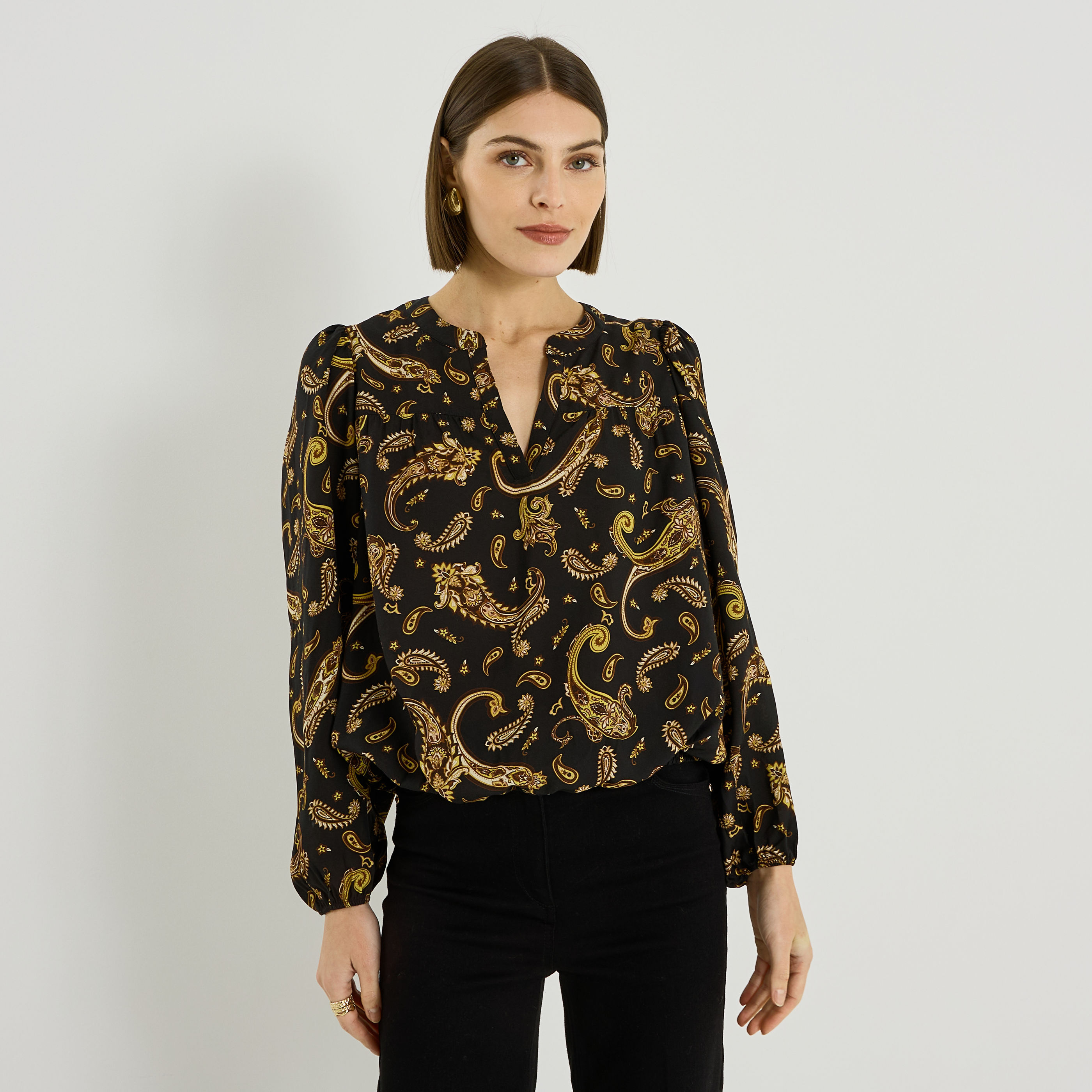 Blouse imprim&eacute; cachemire femme