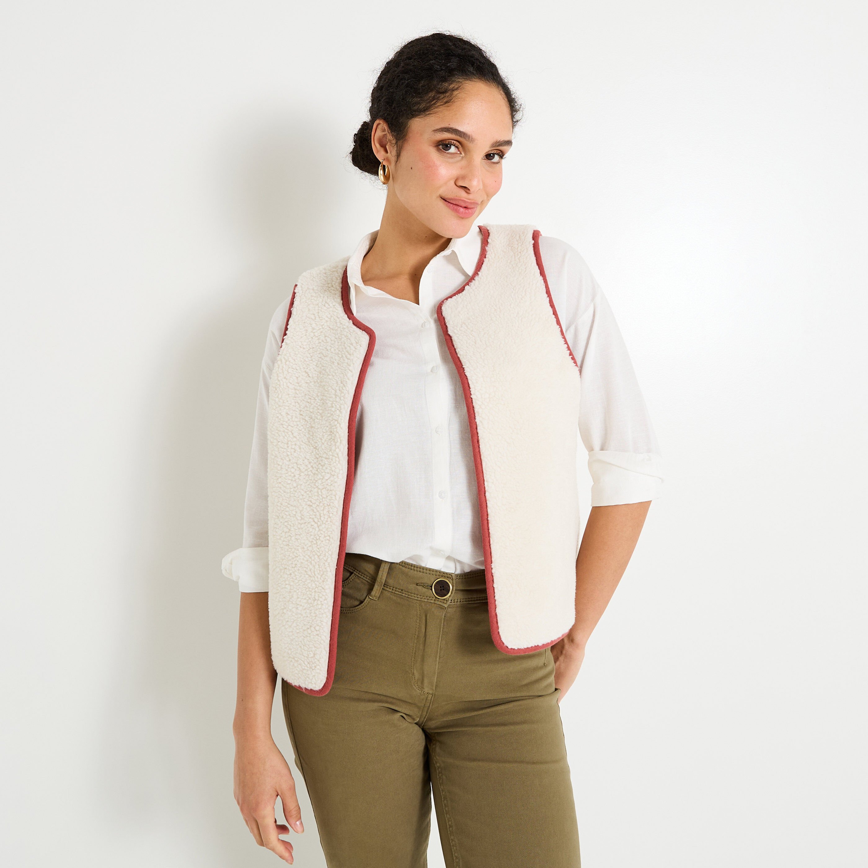 Gilet sans manches r&eacute;versible femme