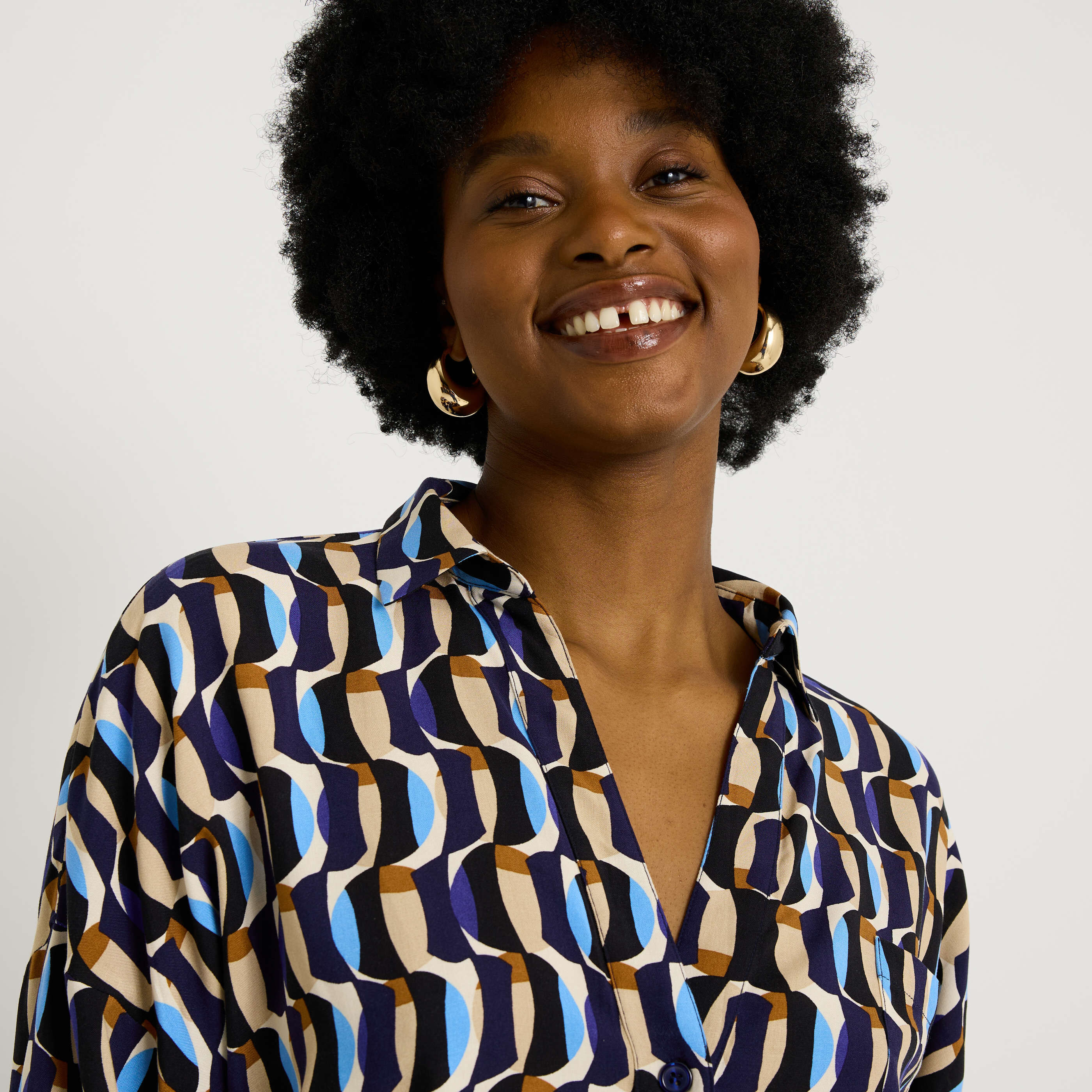 Chemise imprim&eacute;e manches 3/4 femme