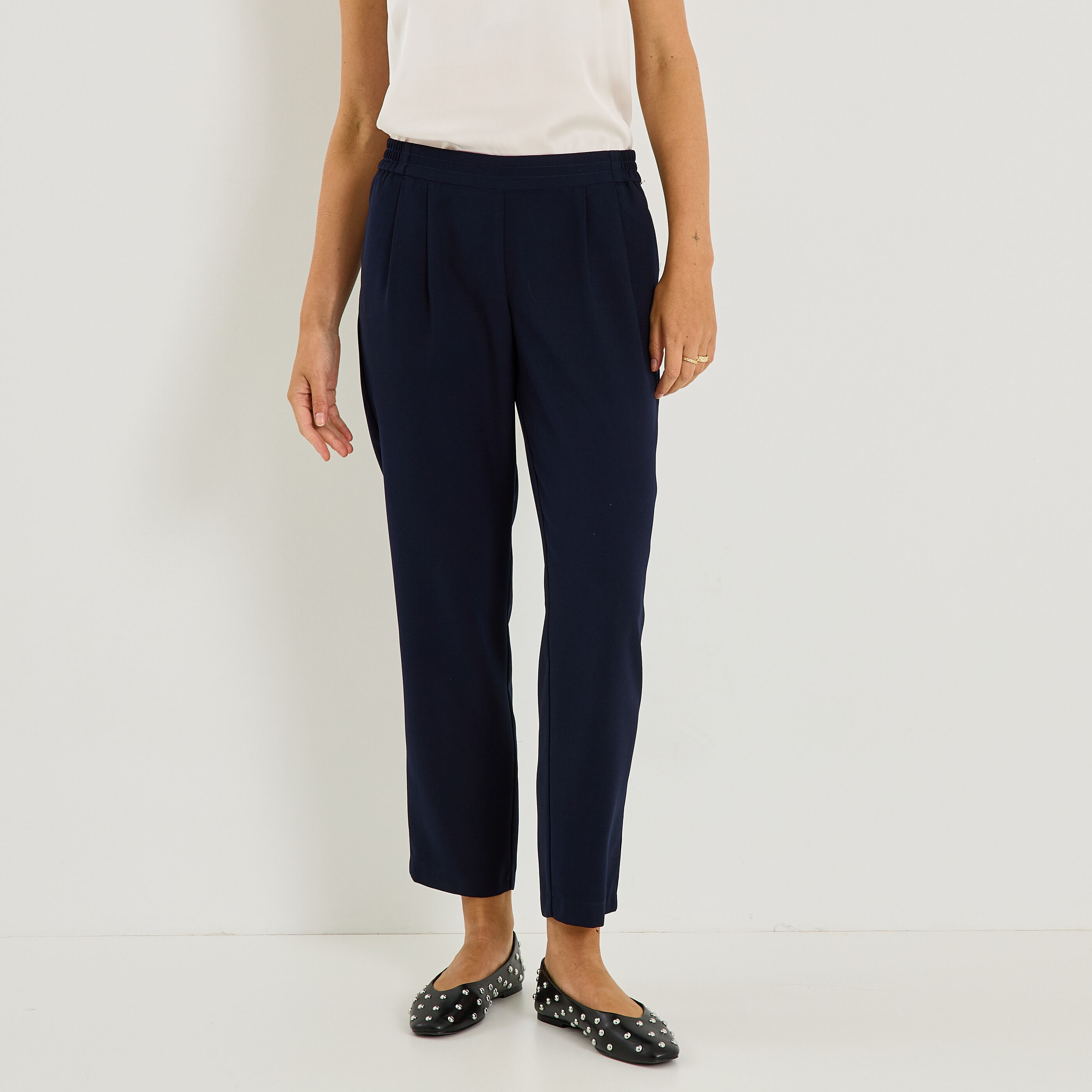 Pantalon fluide taille &eacute;lastiqu&eacute;e femme