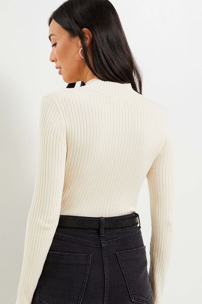 Pull fin côtelé femme
