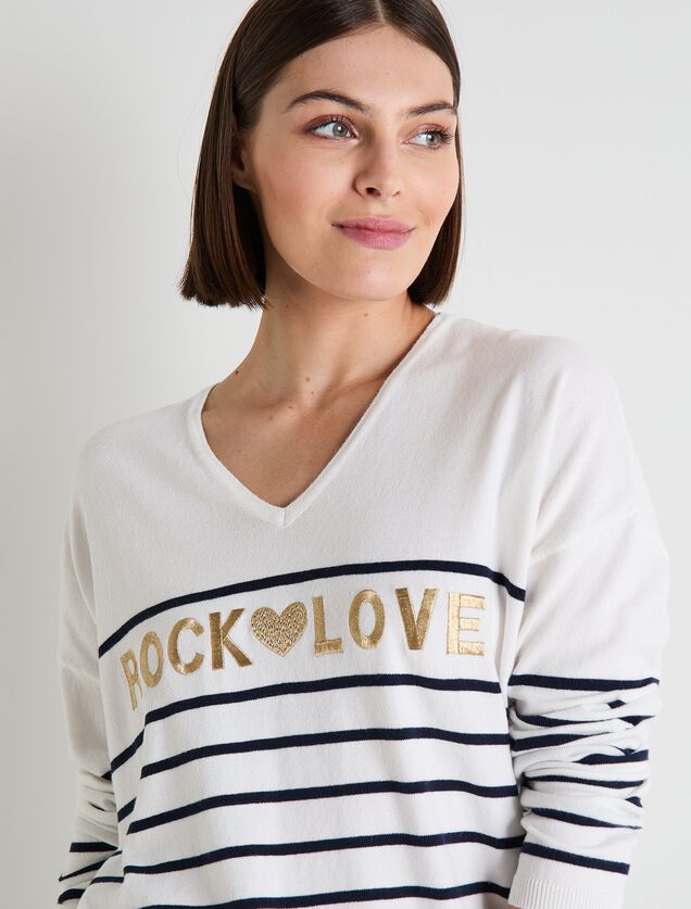 Pull col V femme