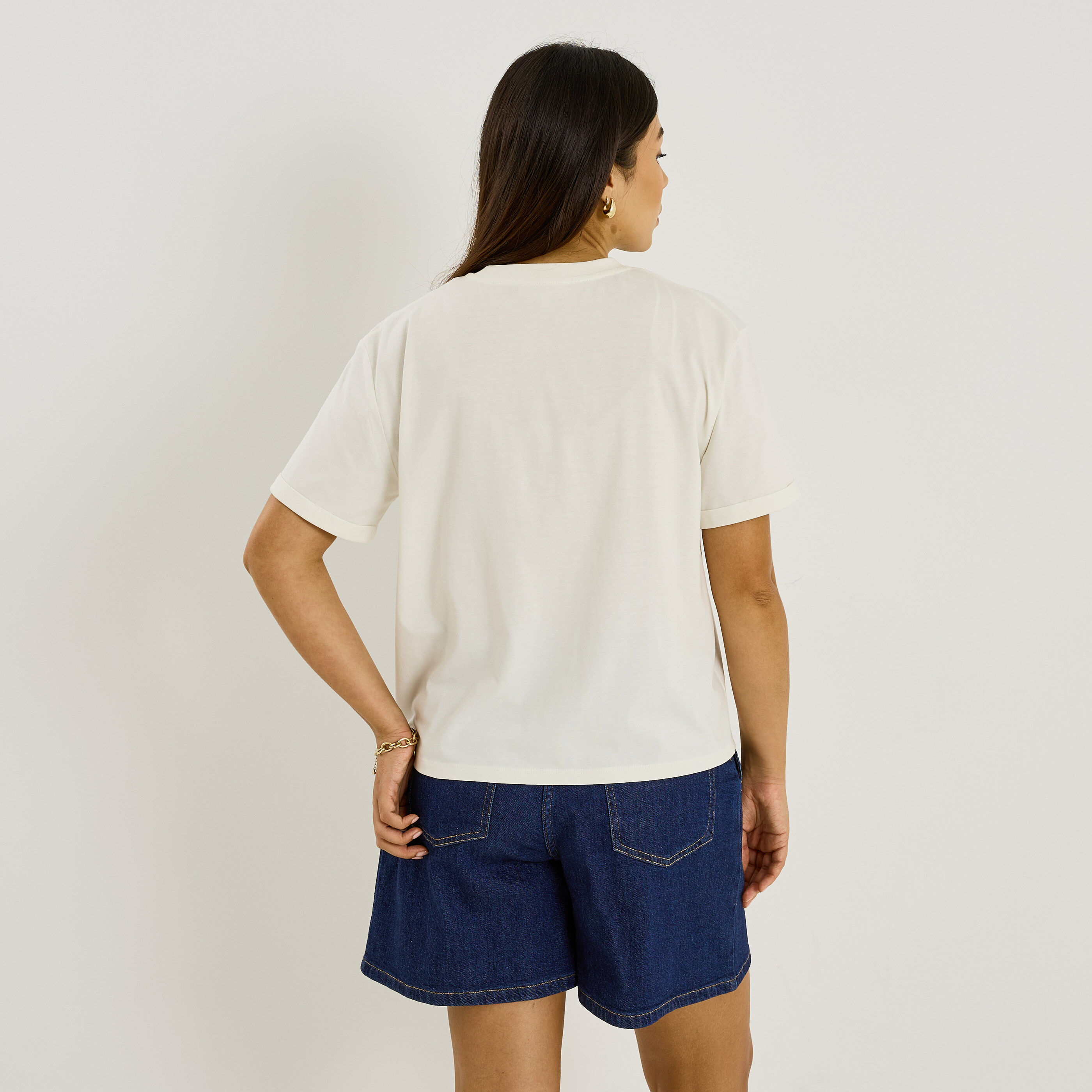 T-shirt col rond print femme