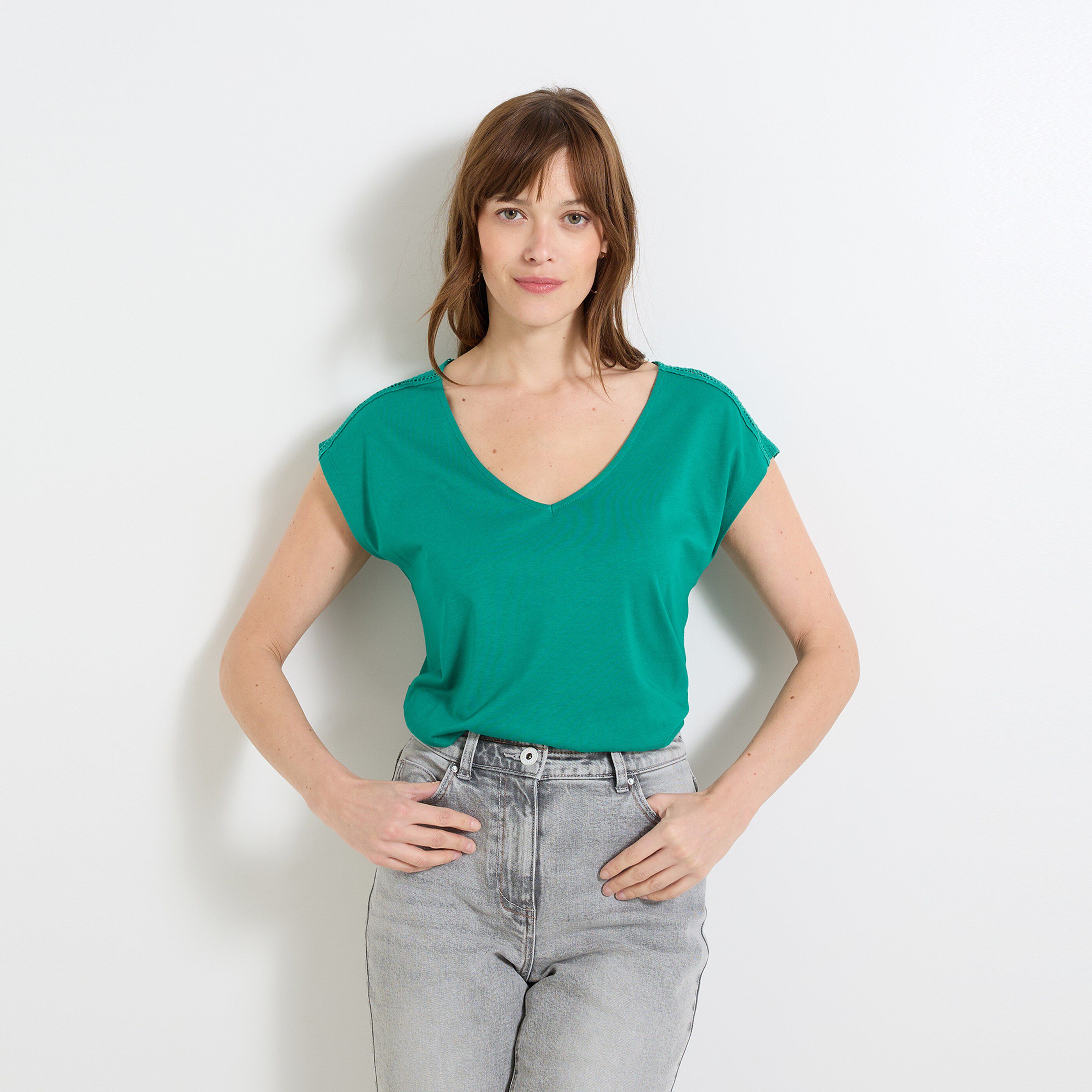 T-shirt col V femme