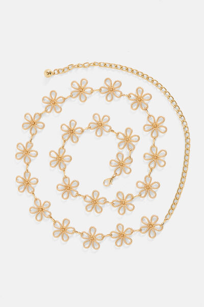 Ceinture fleurs en métal femme
