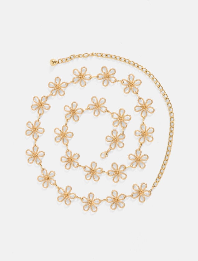 Ceinture fleurs en métal femme