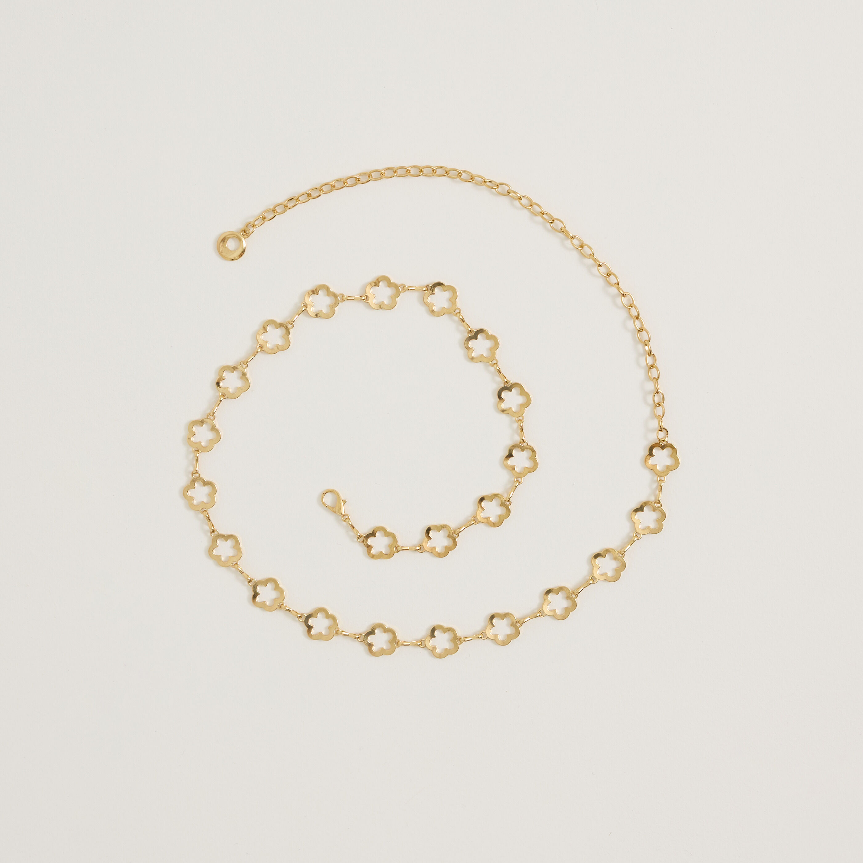 Ceinture fine cha&icirc;ne fleurs femme