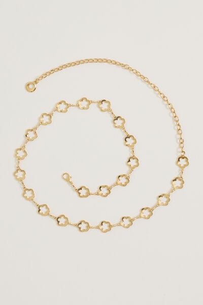 Ceinture fine chaîne fleurs femme