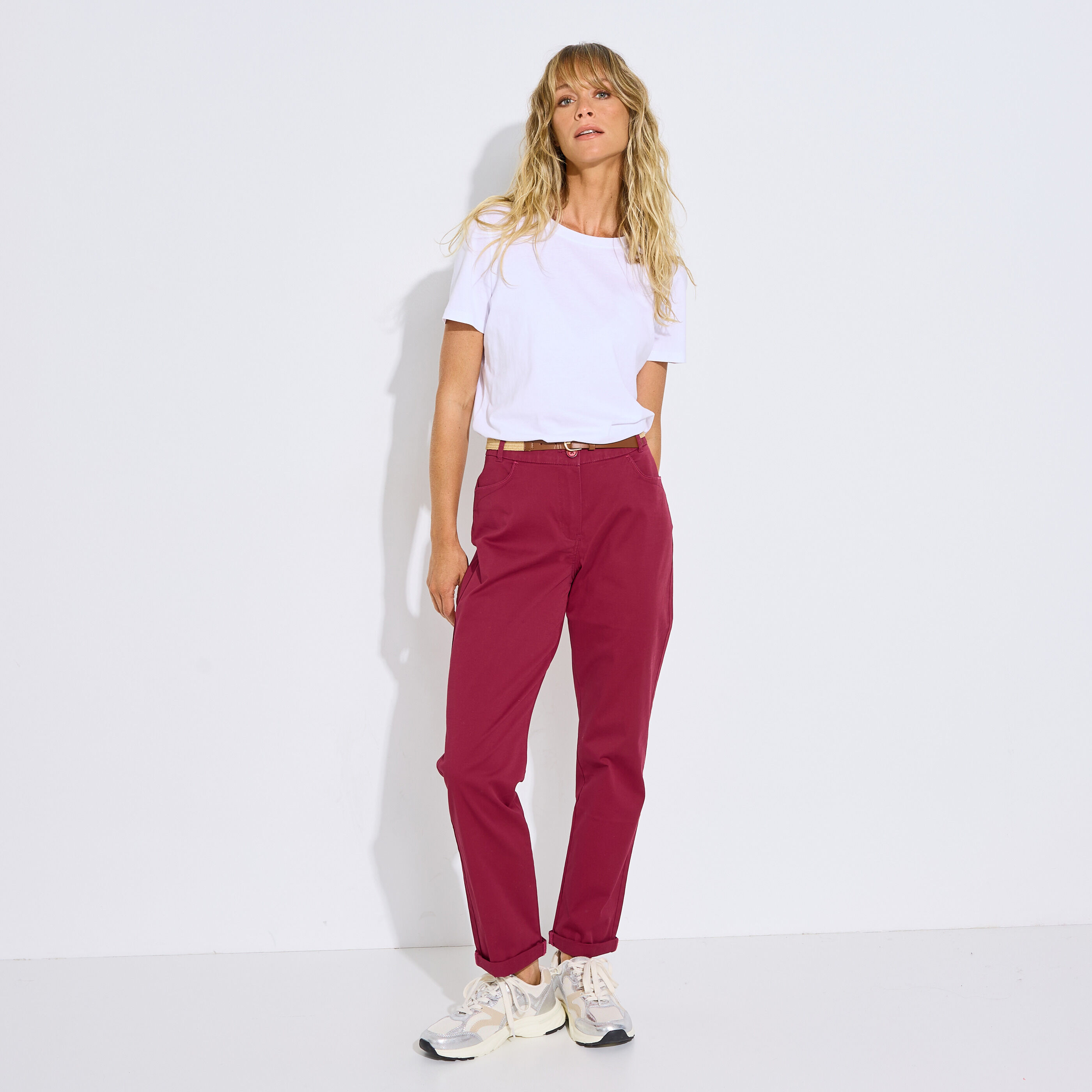 Pantalon chino avec ceinture femme