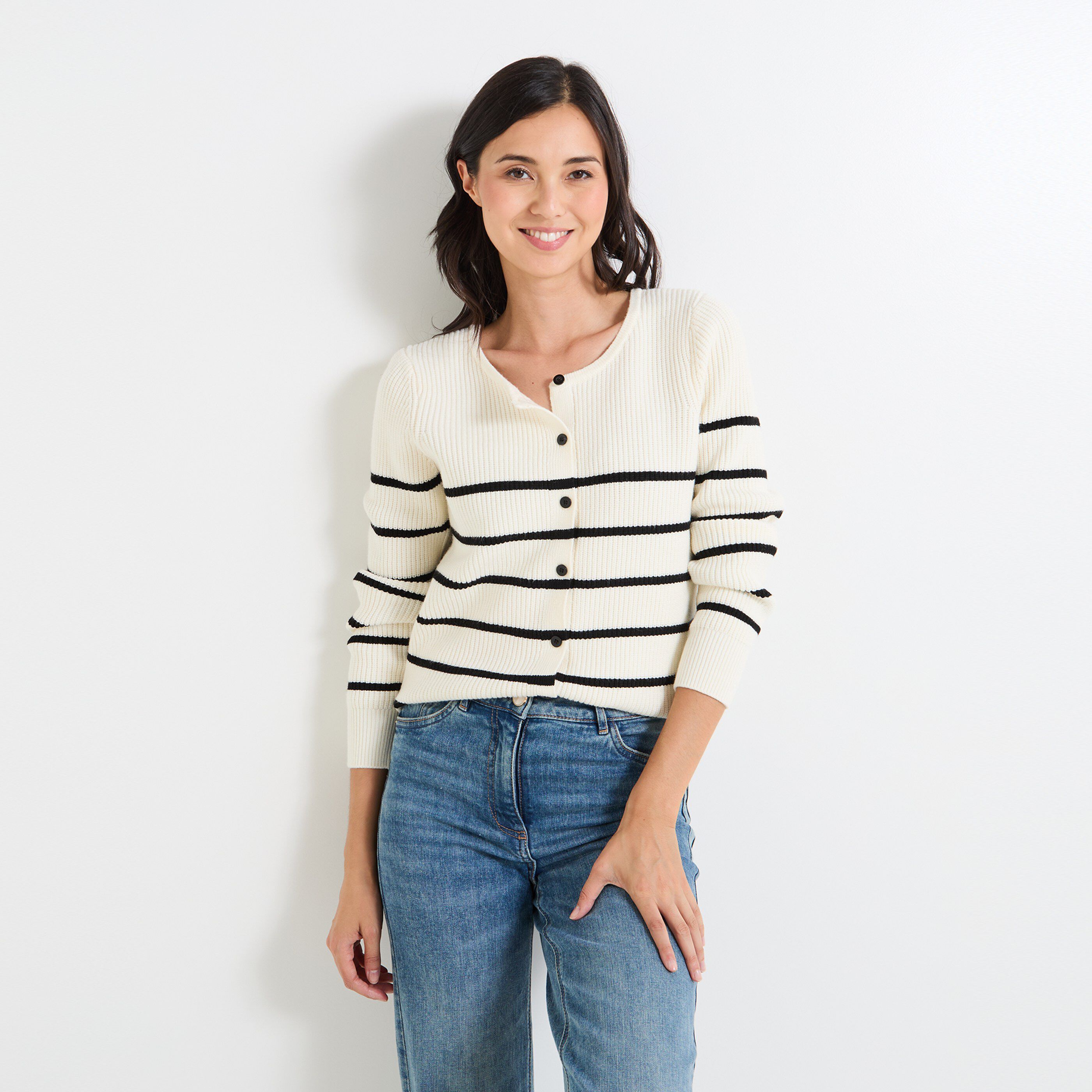 Gilet col rond femme