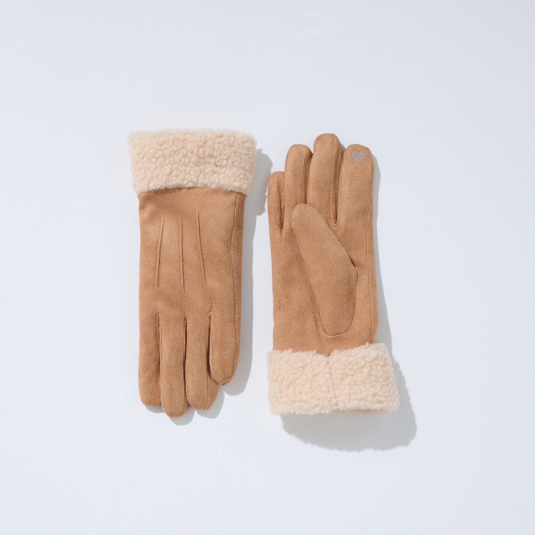 Gants tactiles en su&eacute;dine &agrave; revers femme