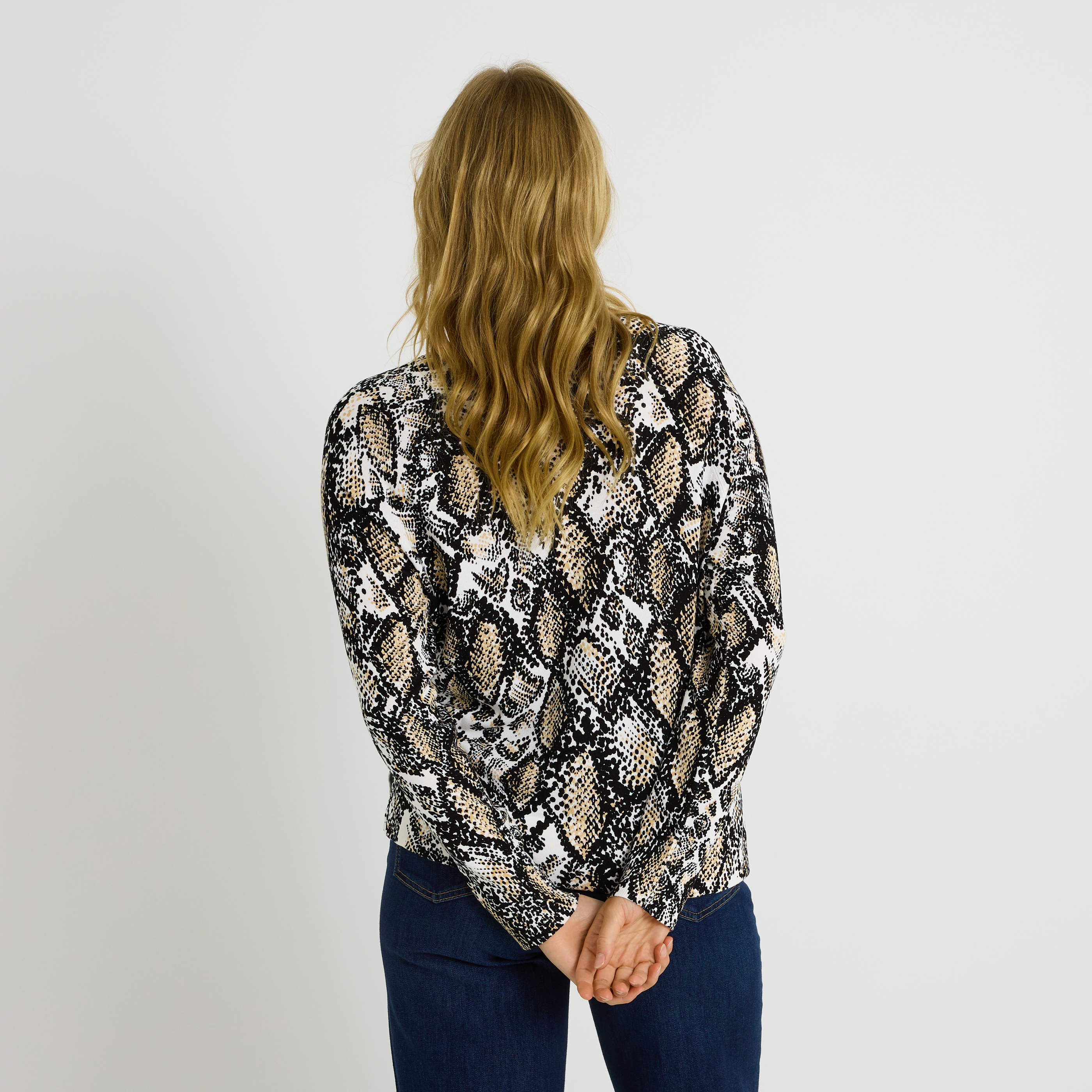 Pull col rond imprim&eacute; animal femme