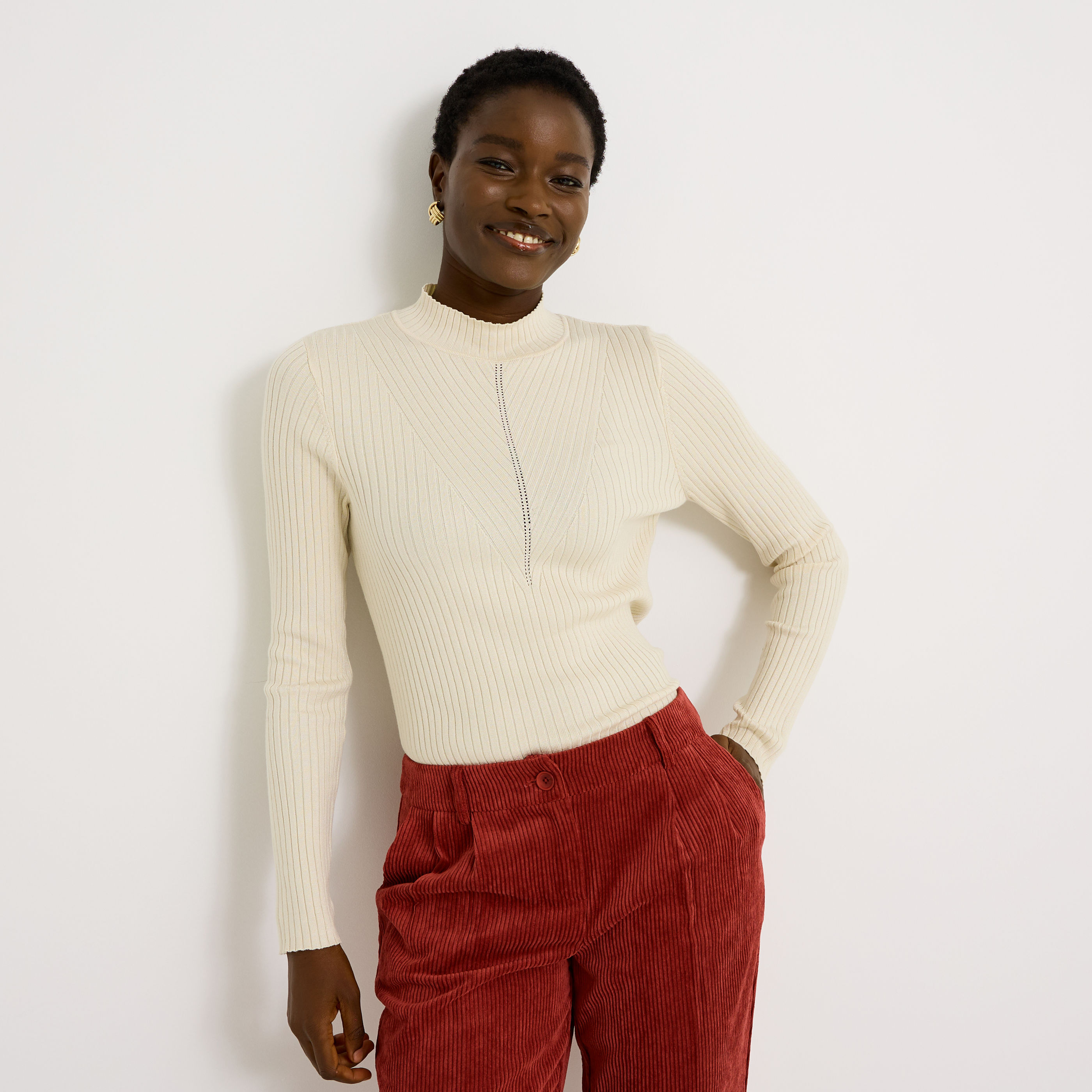 Pull col montant femme