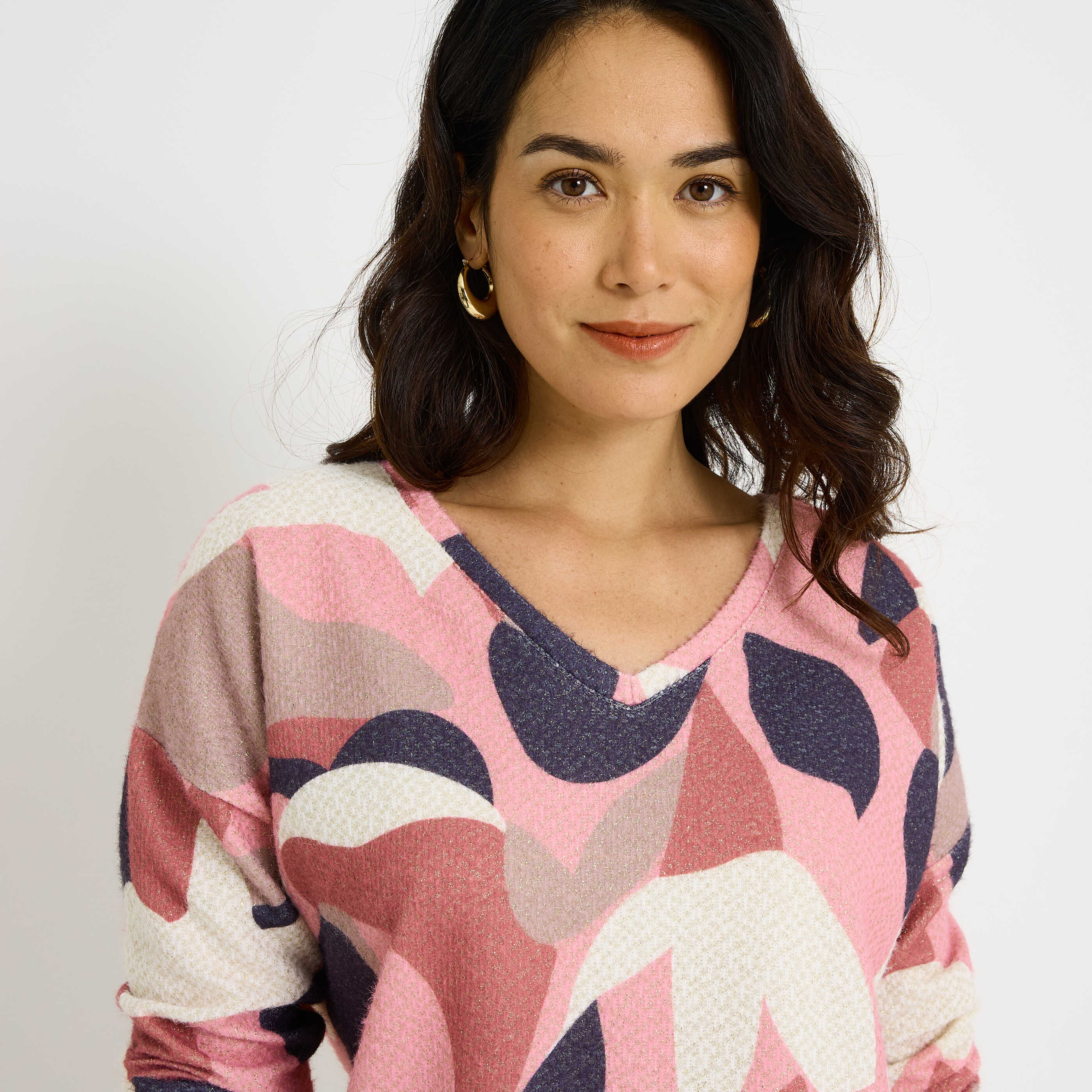 T-shirt manches longues imprim&eacute; femme