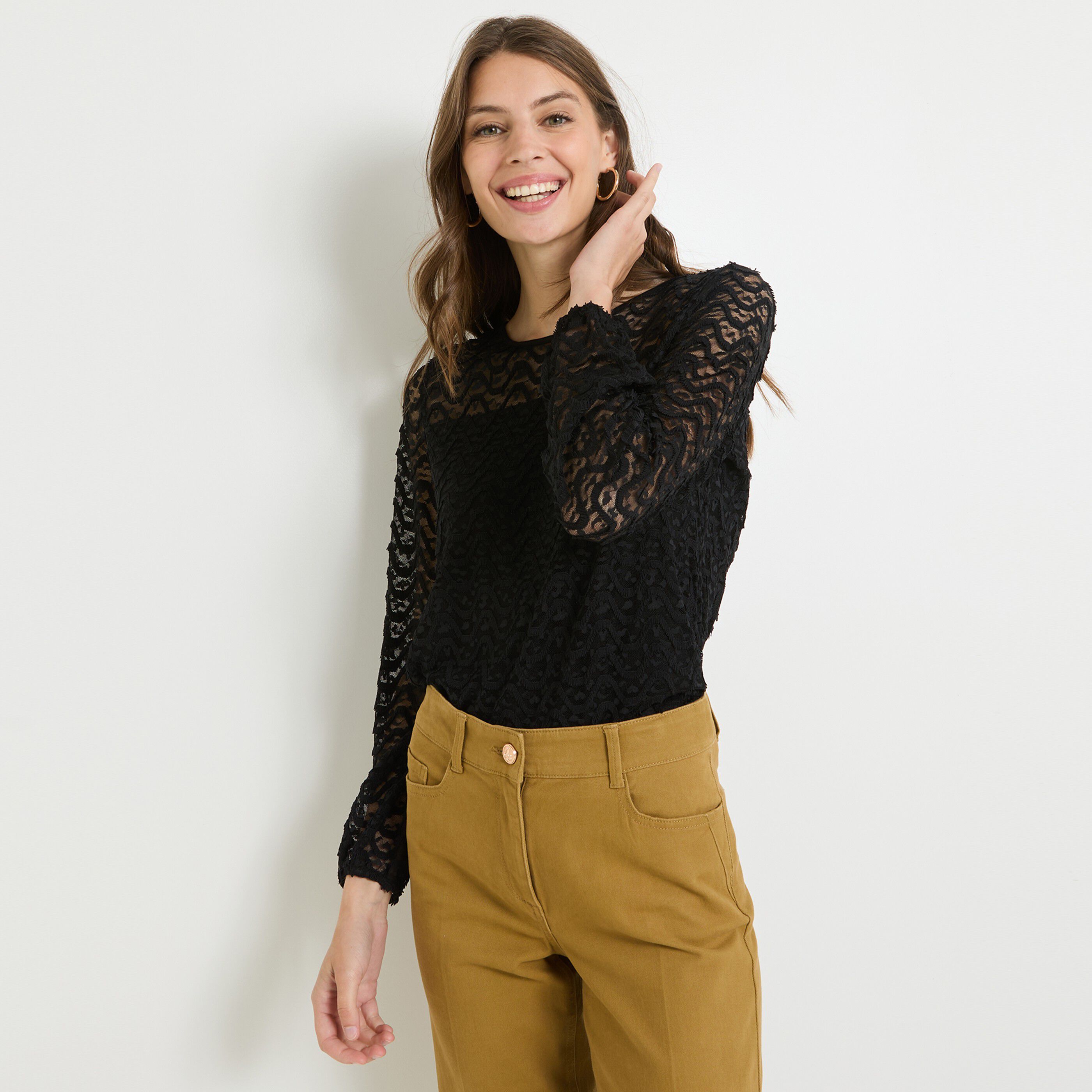 Blouse col rond femme NOIR Graindemalice