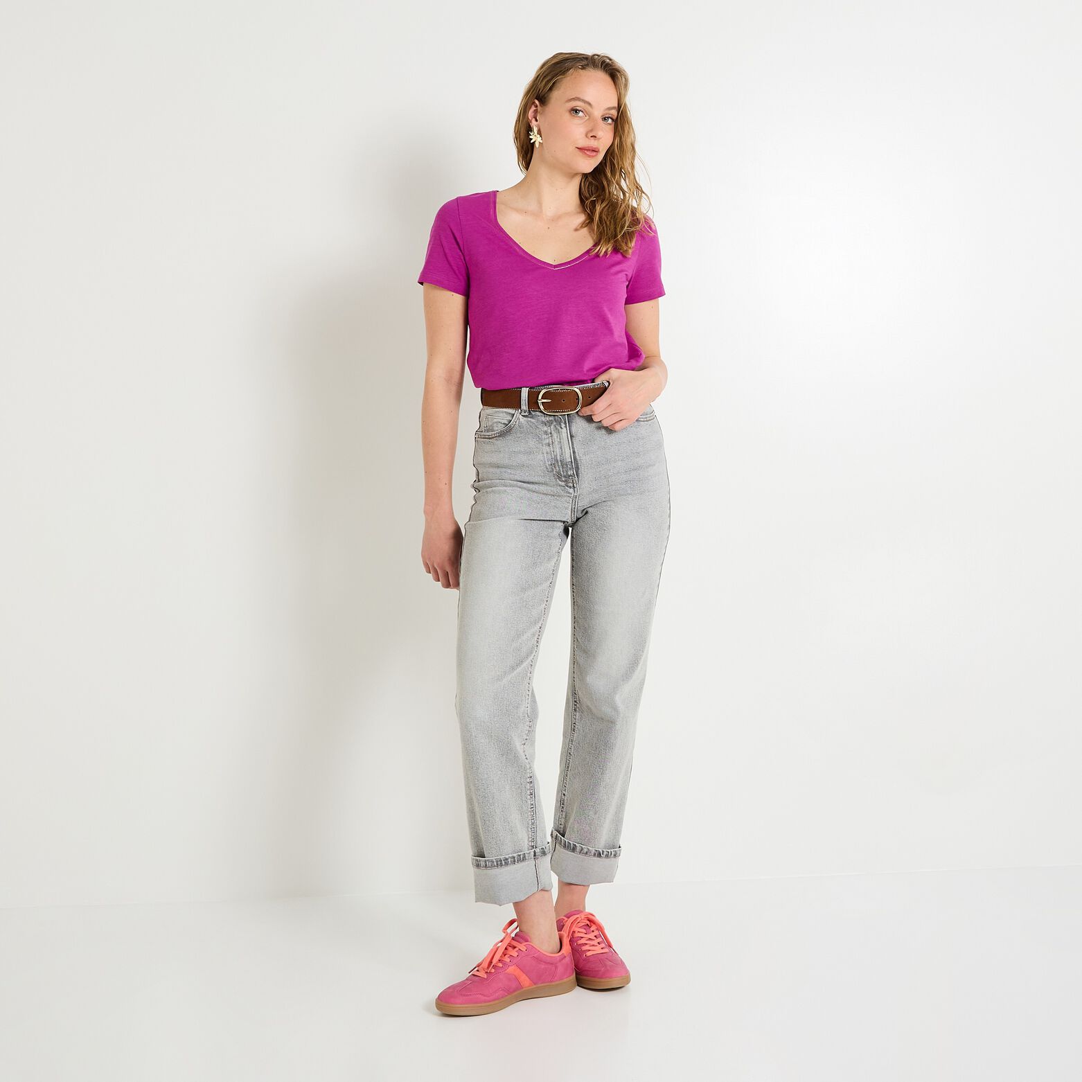 T-shirt col V femme