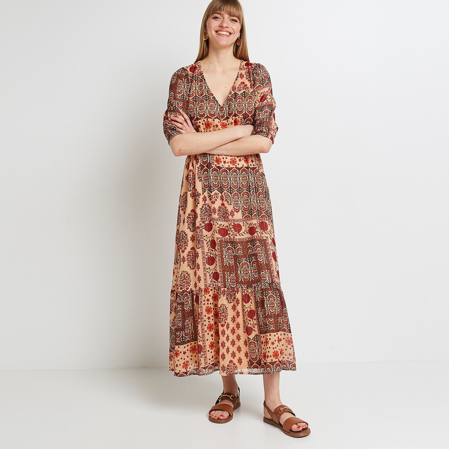 Robe longue imprimée femme
